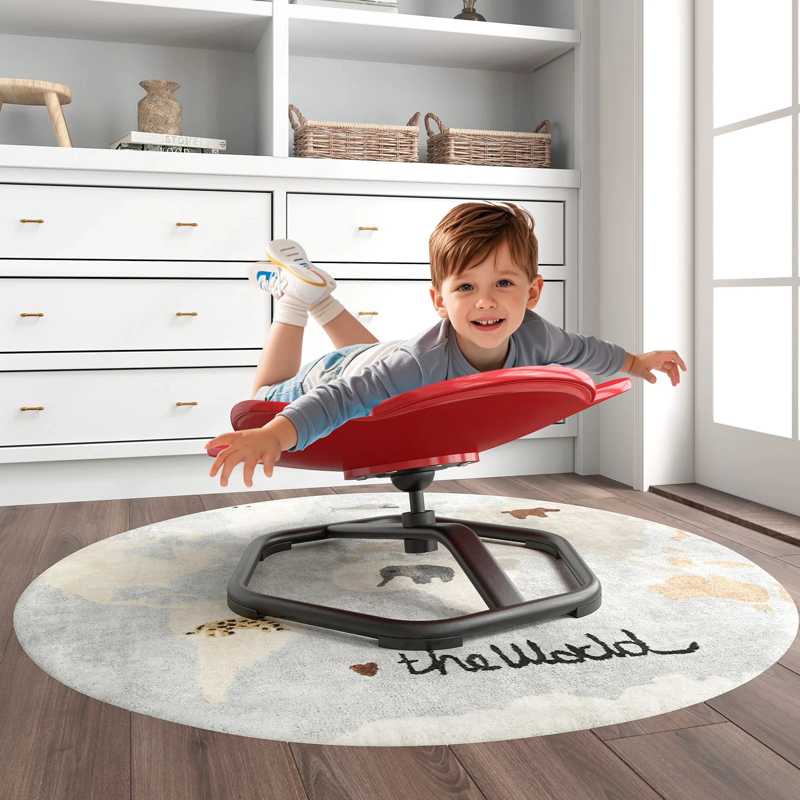 HONEY JOY Kids Sensory Swivel Chair, Elephant 360° Spinning Chair w/Non-Slip Metal Base for Children with Autism - Image 3