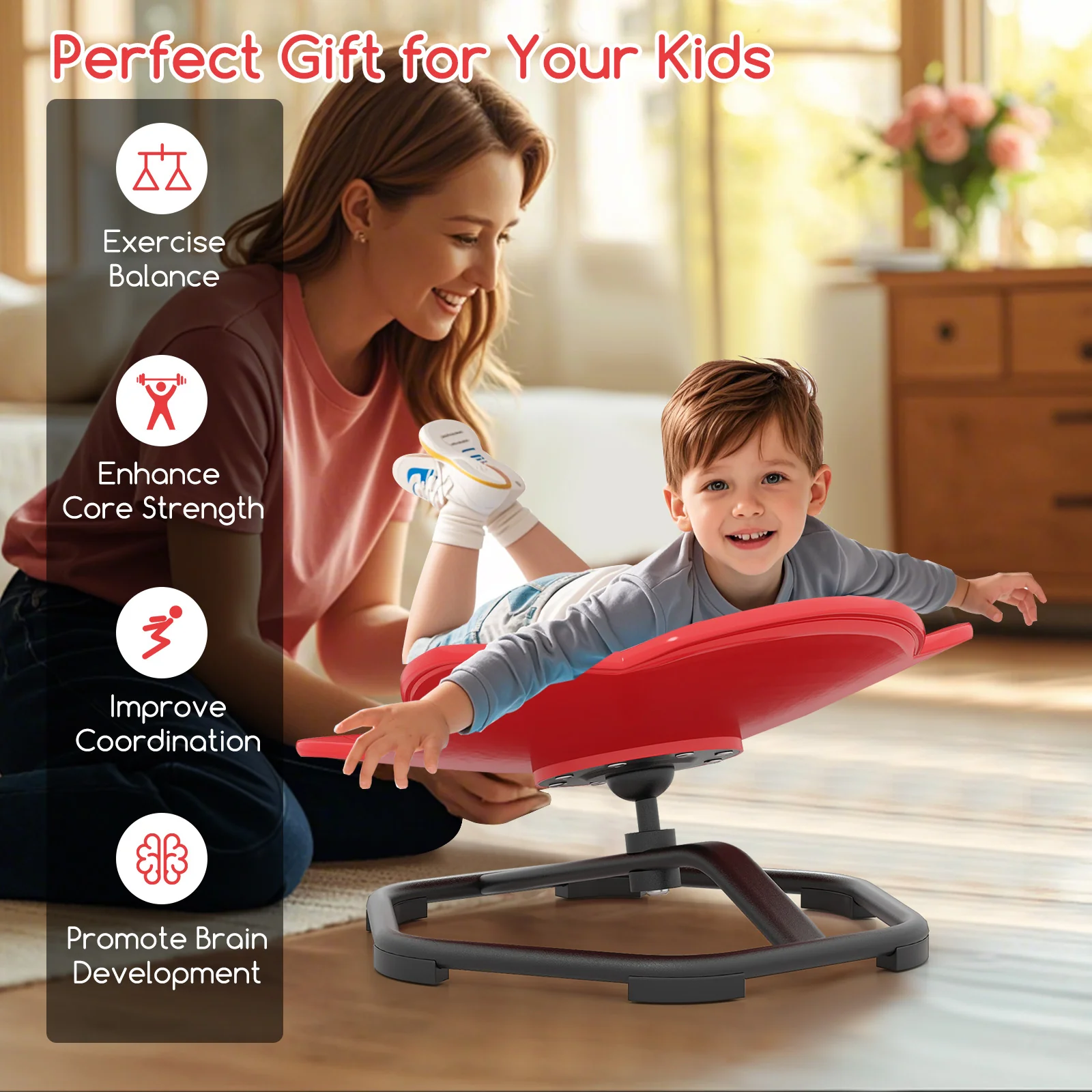 HONEY JOY Kids Sensory Swivel Chair, Elephant 360° Spinning Chair w/Non-Slip Metal Base for Children with Autism - Image 7