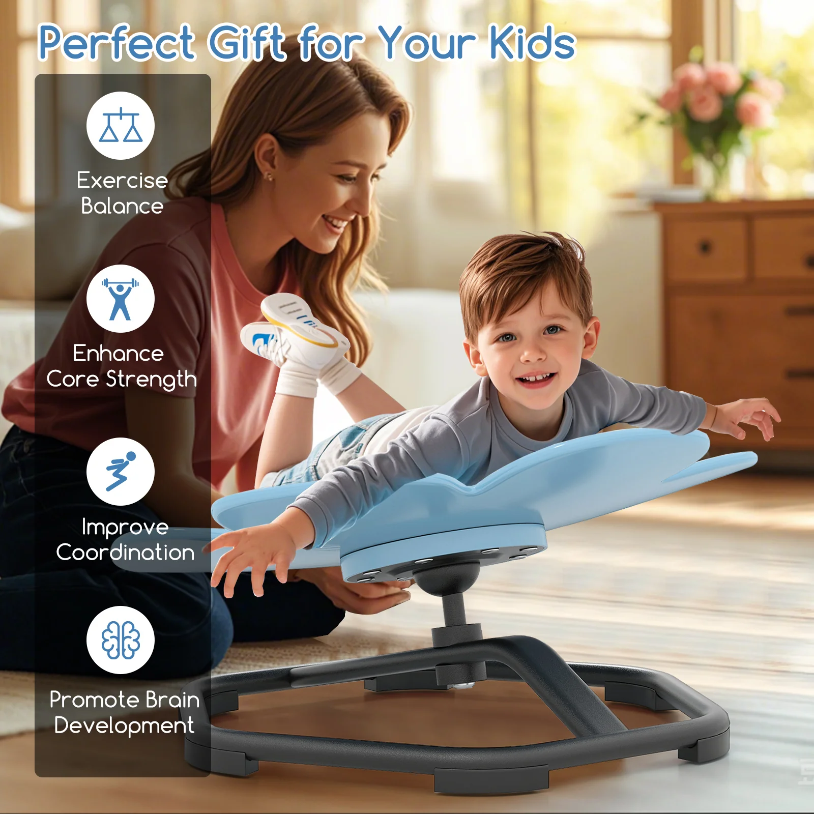 HONEY JOY Kids Sensory Swivel Chair, Petal 360° Spinning Chair w/Non-Slip Metal Base for Children with Autism - Image 7