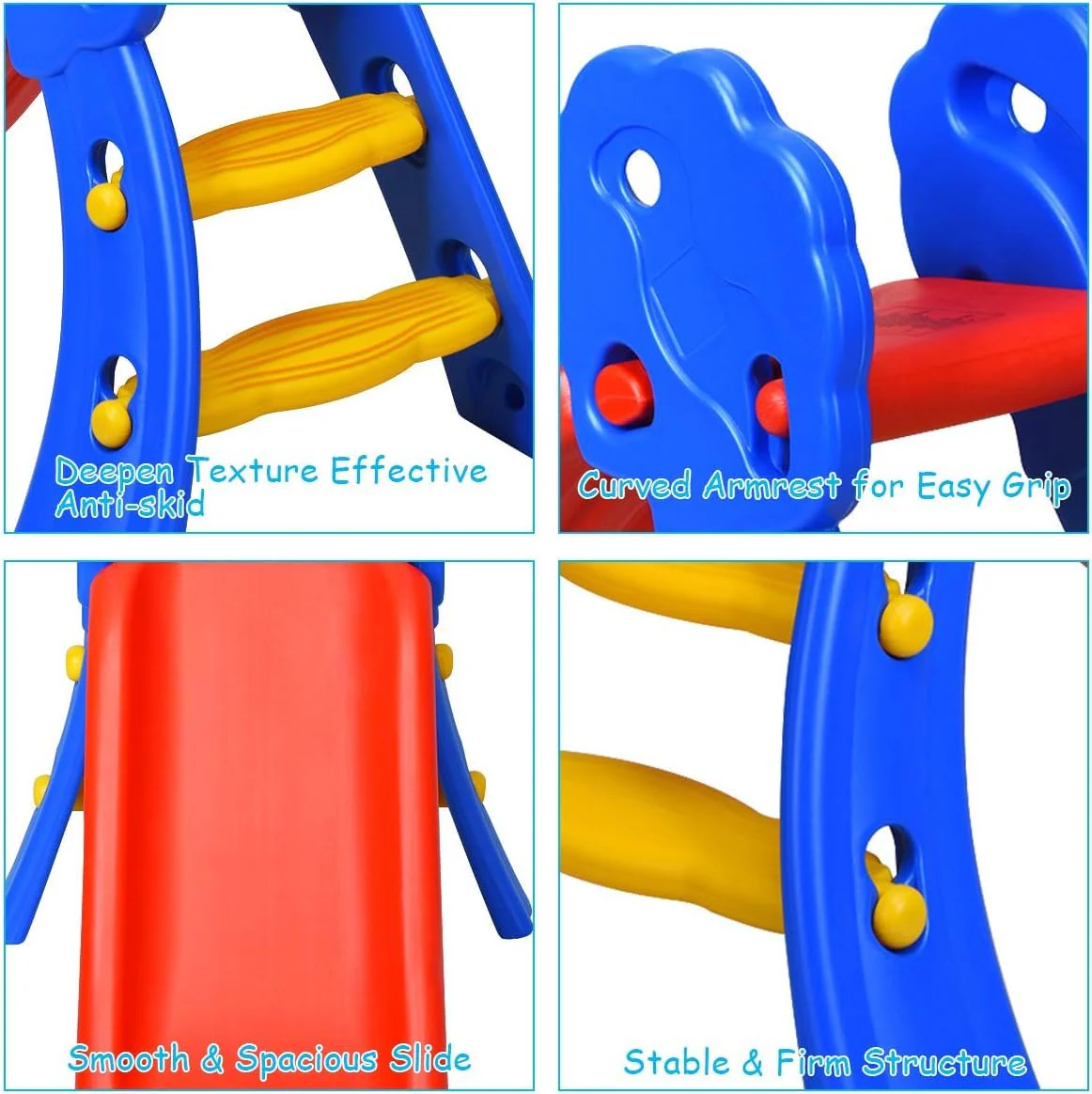 HONEY JOY Kids Slide with Basketball Hoop, 2 in 1 Foldable Slide and Climber for Children for Indoor and Outdoor Use - Image 4