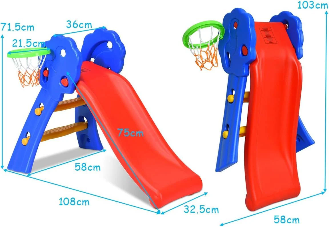 HONEY JOY Kids Slide with Basketball Hoop, 2 in 1 Foldable Slide and Climber for Children for Indoor and Outdoor Use - Image 6