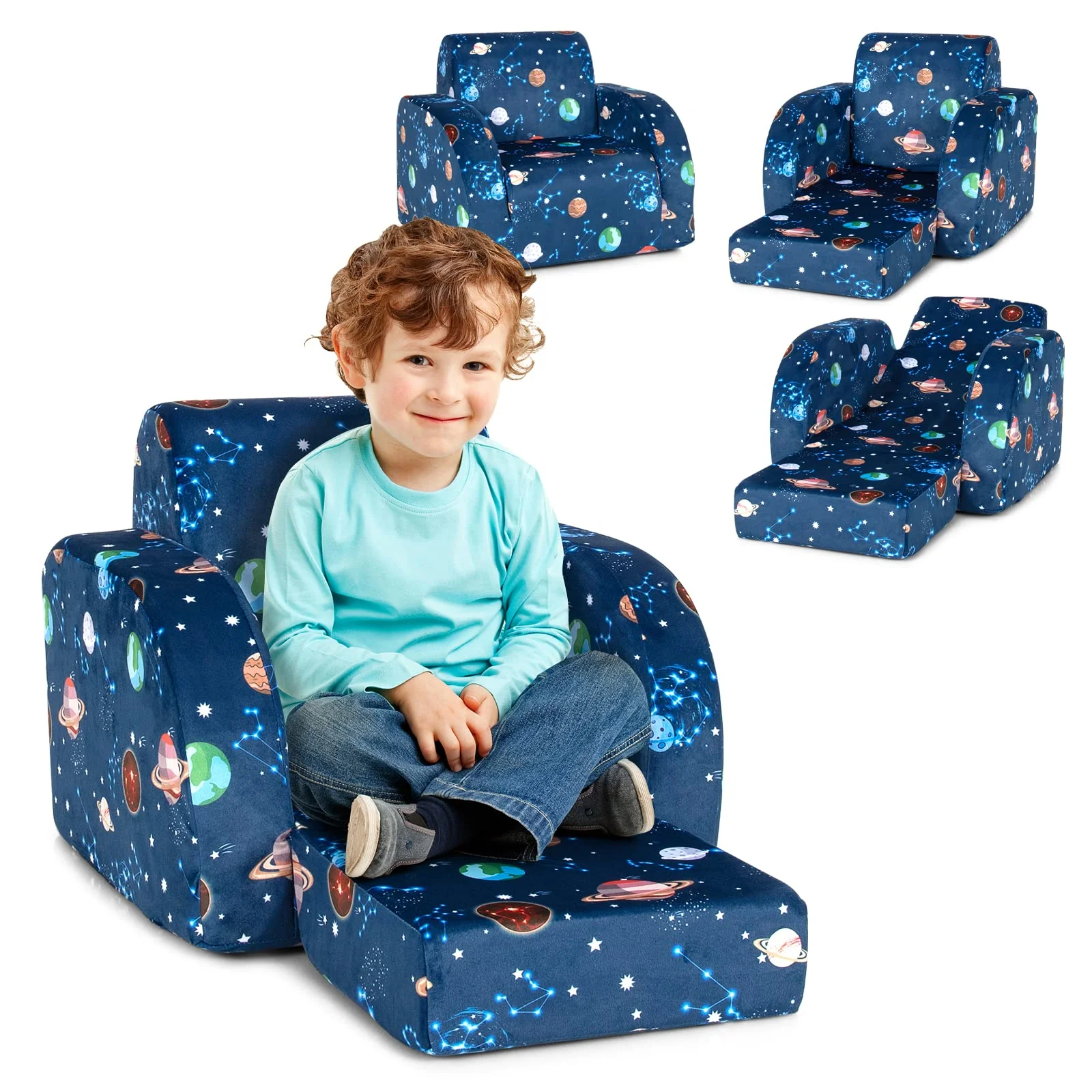 HONEY JOY Kids Sofa, 3 in 1 Convertible Flip Open Couch w/Foam-Padded Seat - Image 10