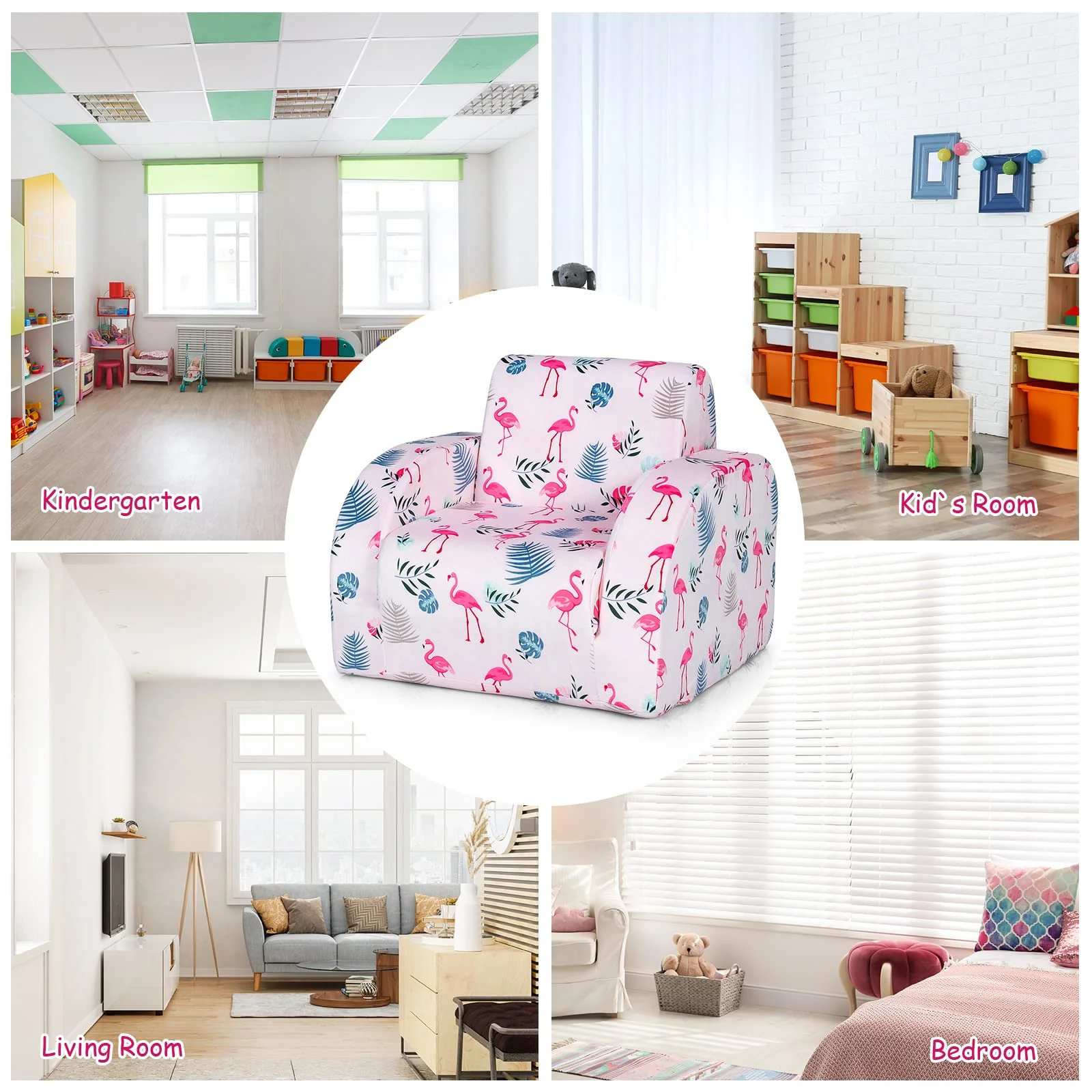 HONEY JOY Kids Sofa, 3 in 1 Convertible Flip Open Couch w/Foam-Padded Seat - Image 8