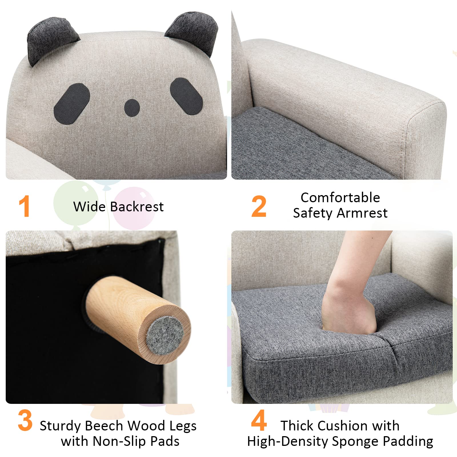 HONEY JOY Kids Sofa, Toddler Chair w/Solid Wood Frame, Thick Cushion, Child Armchair for Play Room - Image 6