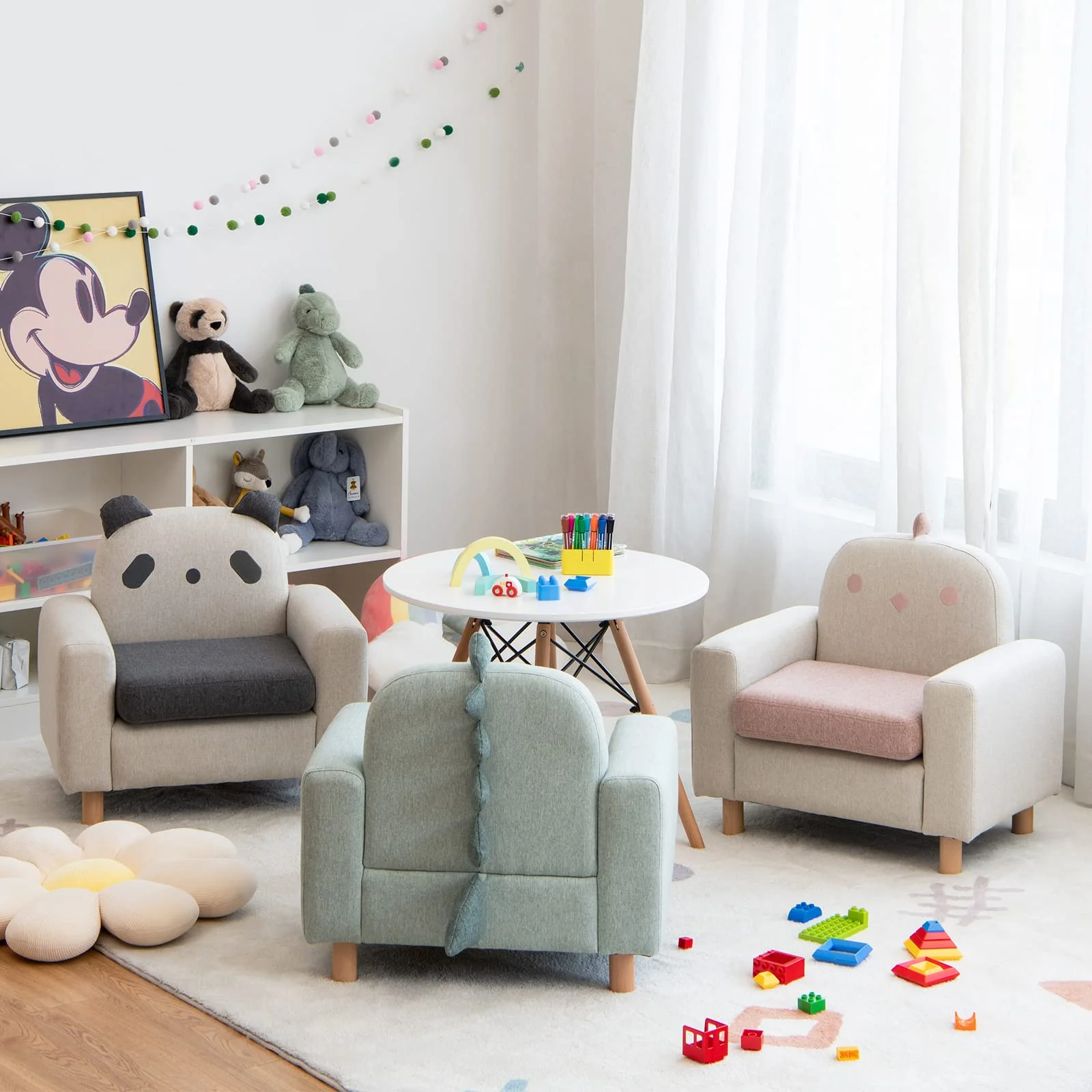 HONEY JOY Kids Sofa, Toddler Chair w/Solid Wood Frame, Thick Cushion, Child Armchair for Play Room - Image 9