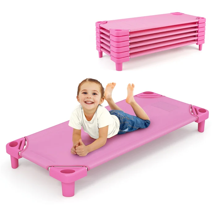 HONEY JOY Kids Stackable Naptime Cot, Toddler Daycare Rest Mat w/Detachable Oxford Fabric, Space Saving - Image 11