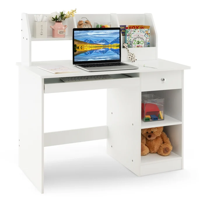 HONEY JOY Kids Study Desk, Children Writing Table w/Hutch - Image 10