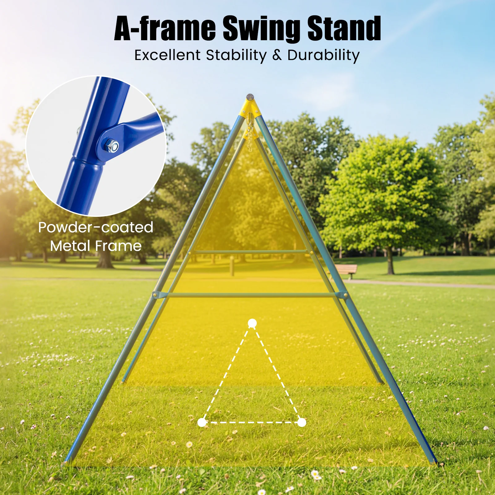 HONEY JOY Kids Swing Set, A-Frame Swing Stand with 2-Pack Swing Sets, 300 kg Weight Capacity Swing Sets - Image 4