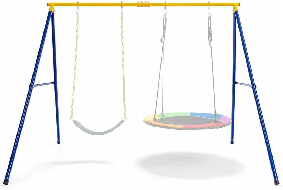 HONEY JOY Kids Swing Set, A-Frame Swing Stand with 2-Pack Swing Sets, 300 kg Weight Capacity Swing Sets - Image 9