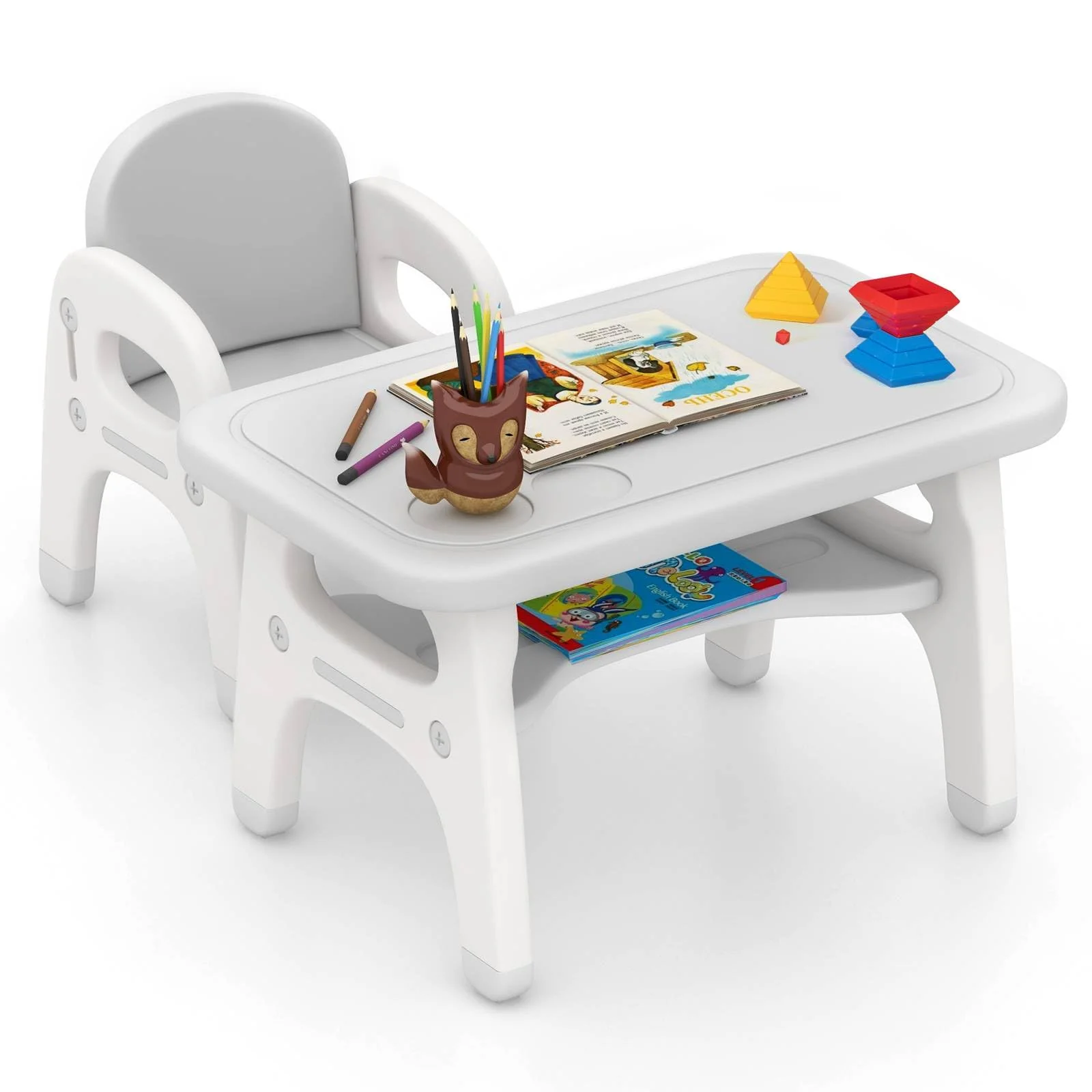 HONEY JOY Kids Table and Chair Set, Kids Activity Table w/Cute Dinosaur Shape Chair - Image 11