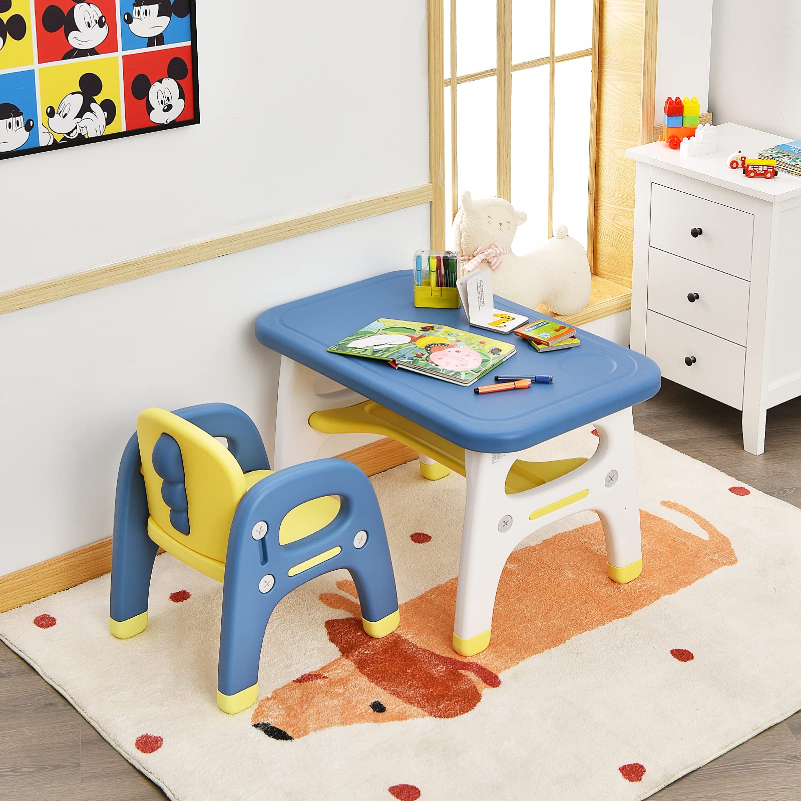 HONEY JOY Kids Table and Chair Set, Kids Activity Table w/Cute Dinosaur Shape Chair - Image 2