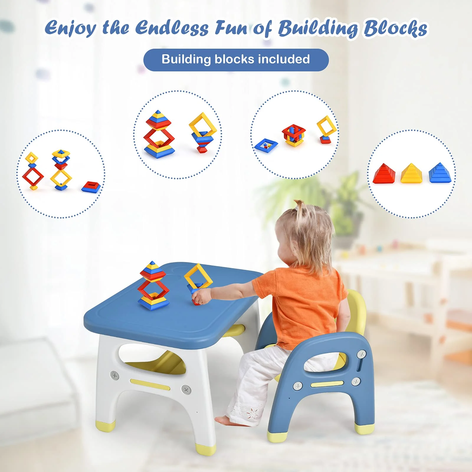 HONEY JOY Kids Table and Chair Set, Kids Activity Table w/Cute Dinosaur Shape Chair - Image 3