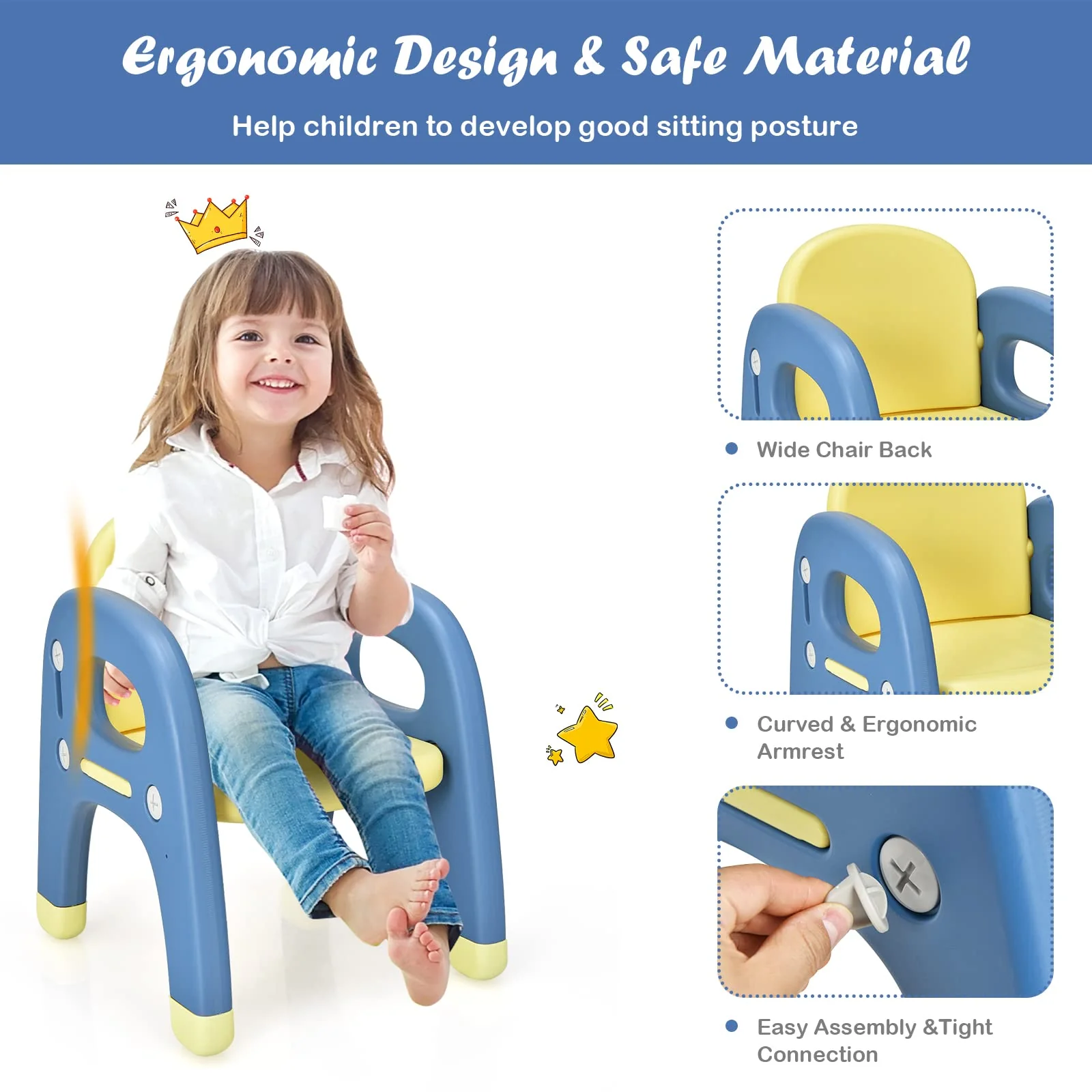 HONEY JOY Kids Table and Chair Set, Kids Activity Table w/Cute Dinosaur Shape Chair - Image 4