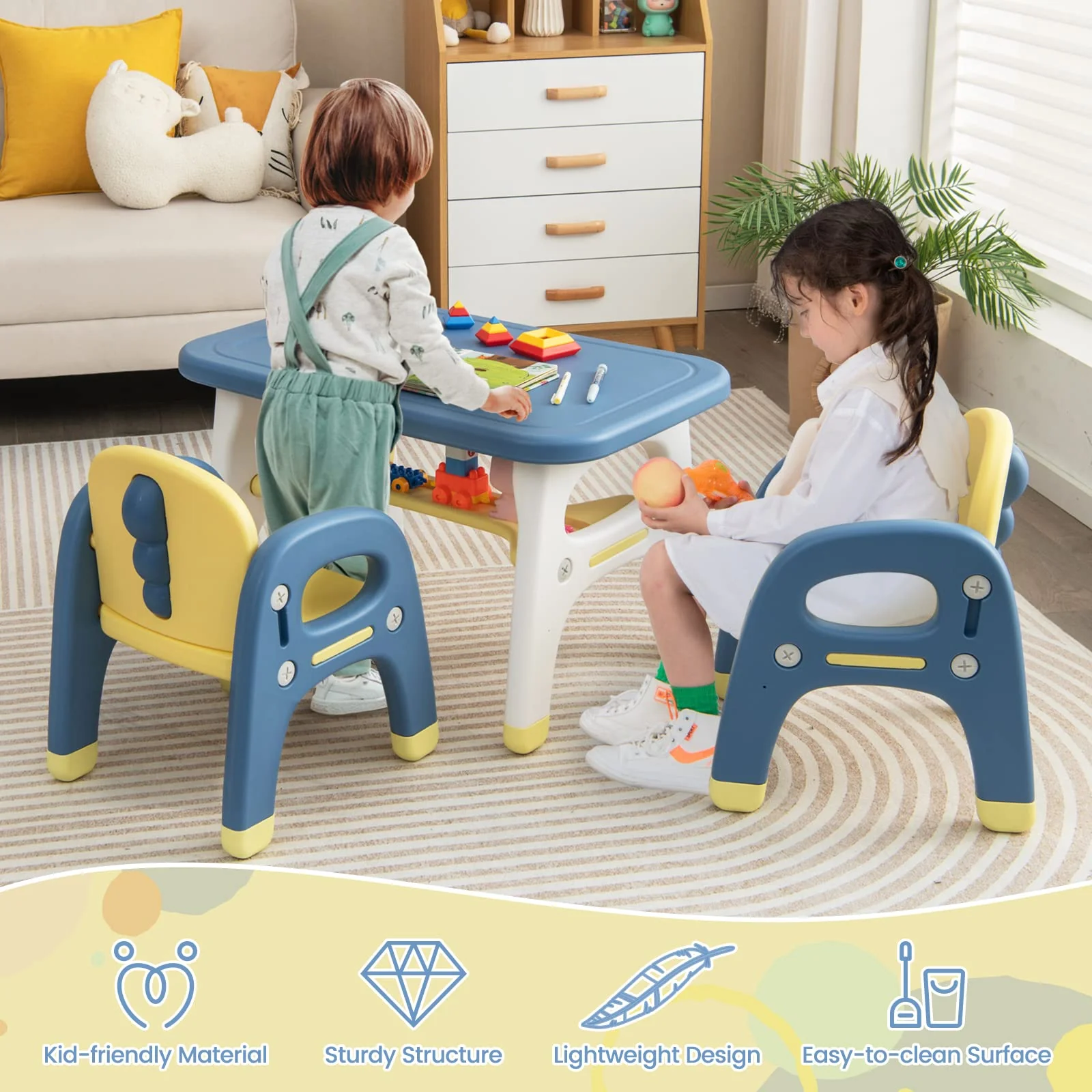 HONEY JOY Kids Table and Chairs Set - Image 3