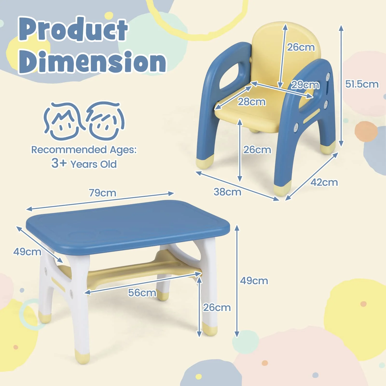 HONEY JOY Kids Table and Chairs Set - Image 7