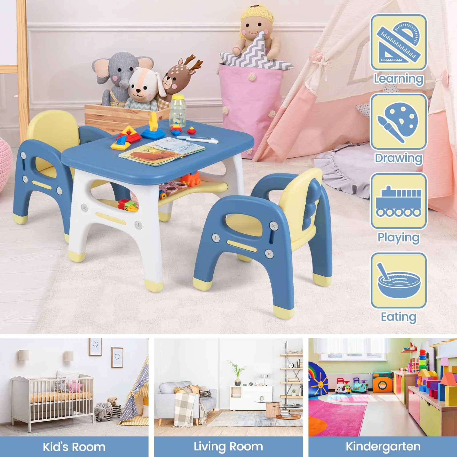 HONEY JOY Kids Table and Chairs Set - Image 9
