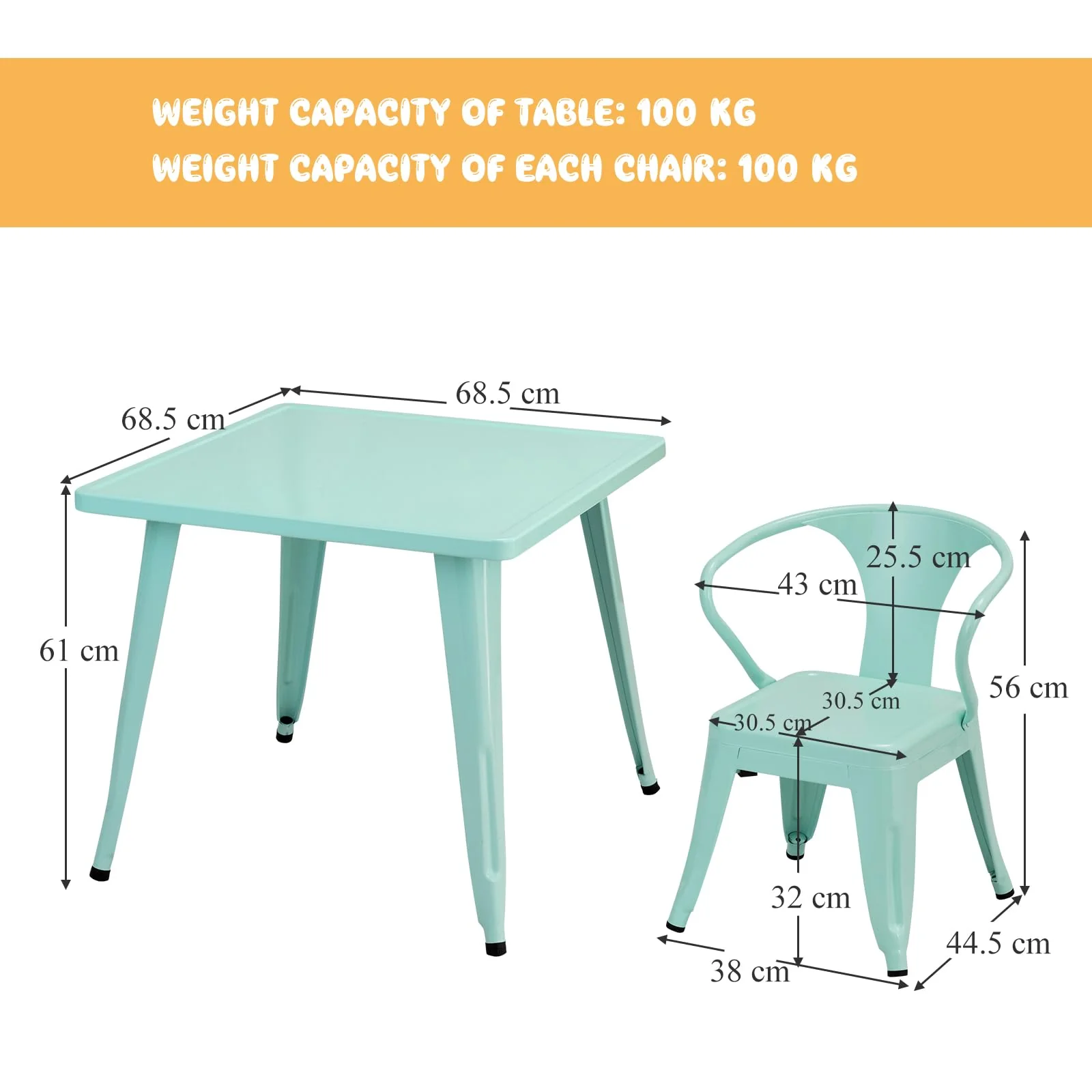 HONEY JOY Kids Table and Chairs Set, Table and 2 Chairs for Children w/Adjustable Non-slip Foot Pads - Image 6