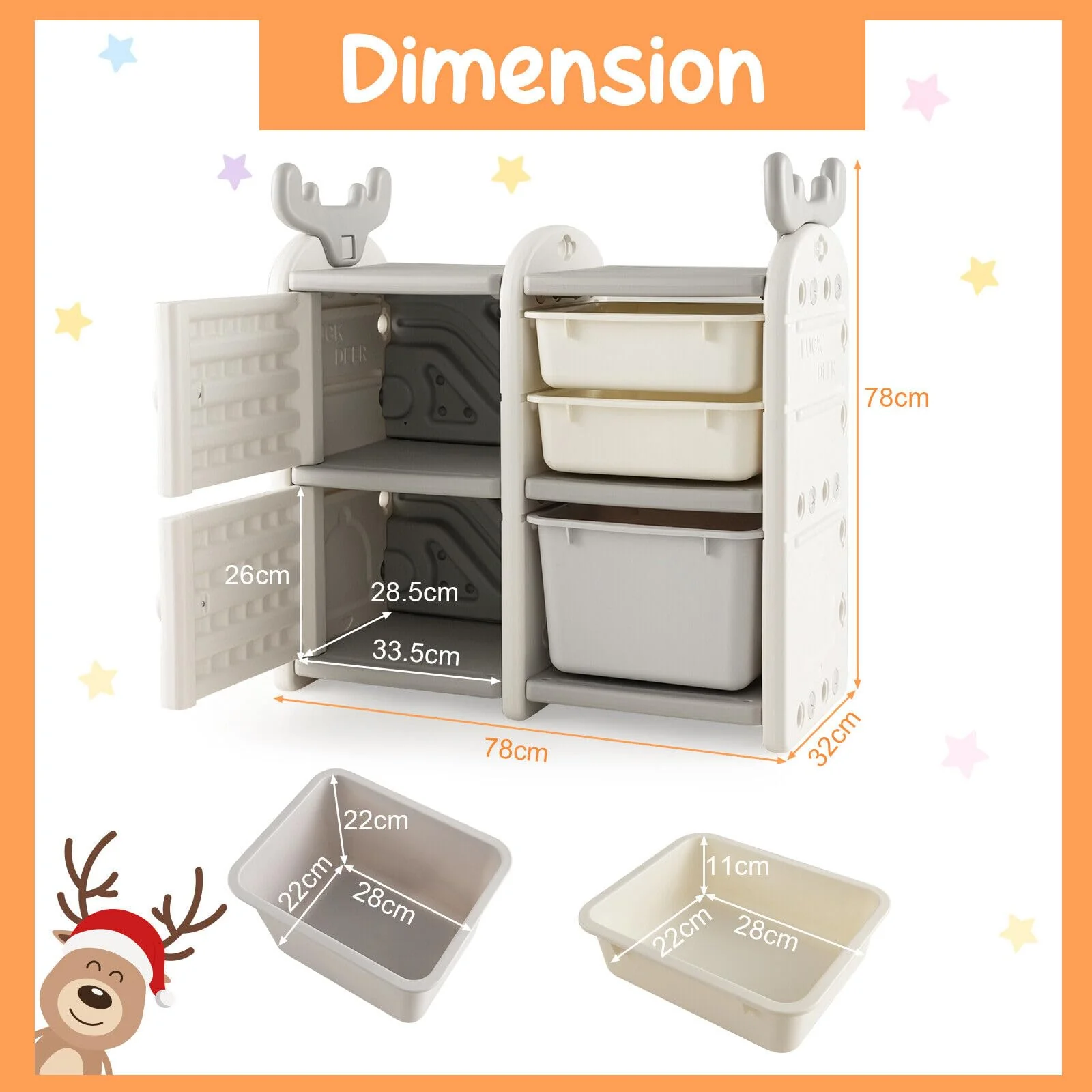 HONEY JOY Kids Toy Storage Organiser, Toy Chest and Bookshelf - Image 3