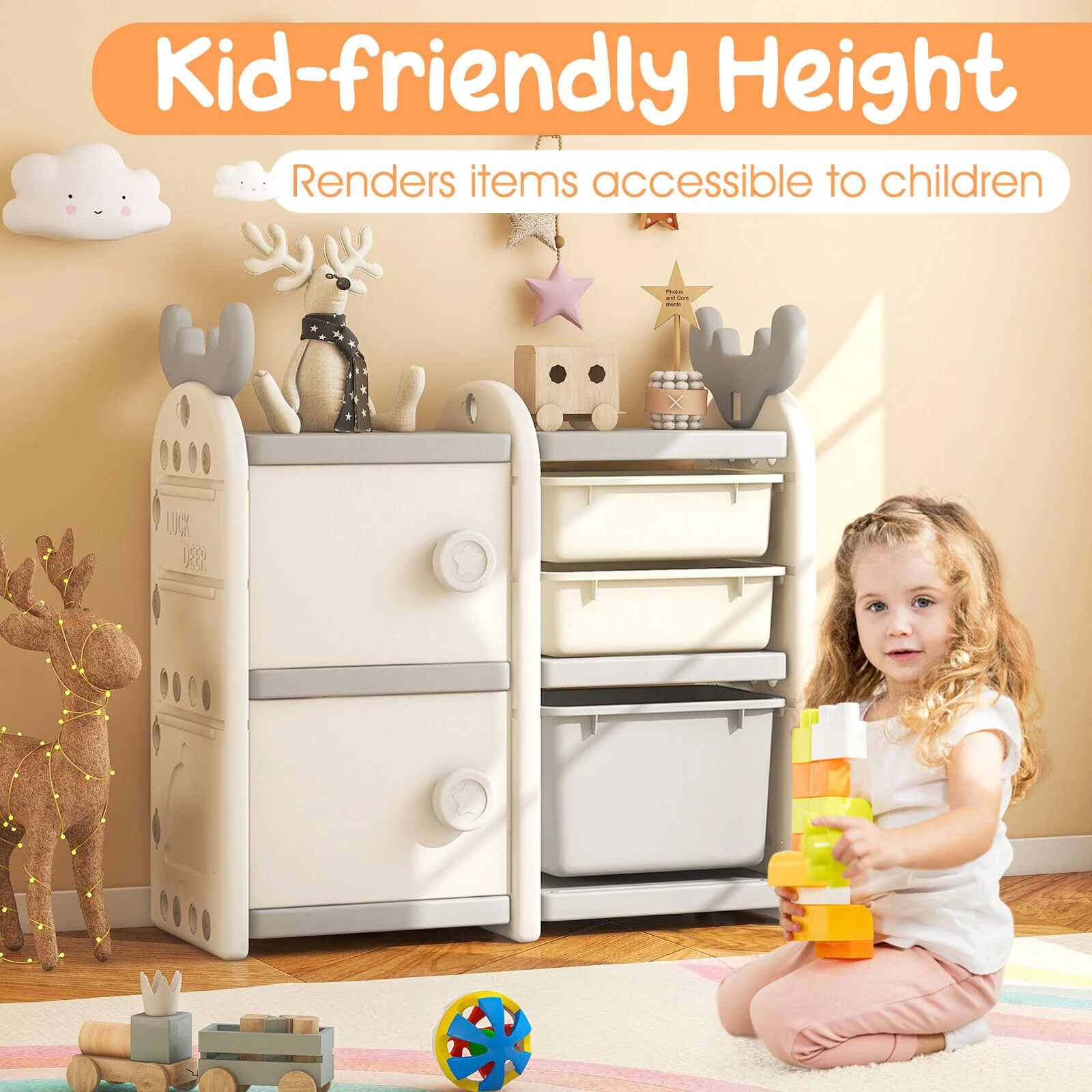 HONEY JOY Kids Toy Storage Organiser, Toy Chest and Bookshelf - Image 8