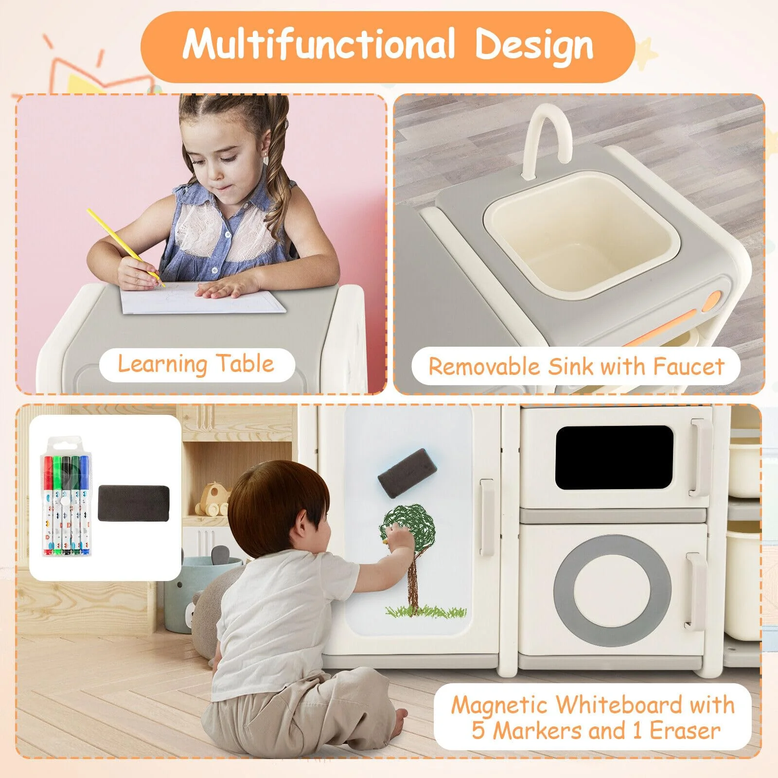 HONEY JOY Kids Toy Storage Organiser, Toy Chest and Bookshelf - Image 6