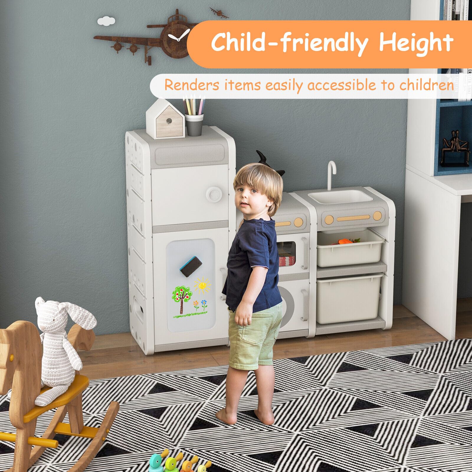 HONEY JOY Kids Toy Storage Organiser, Toy Chest and Bookshelf - Image 8
