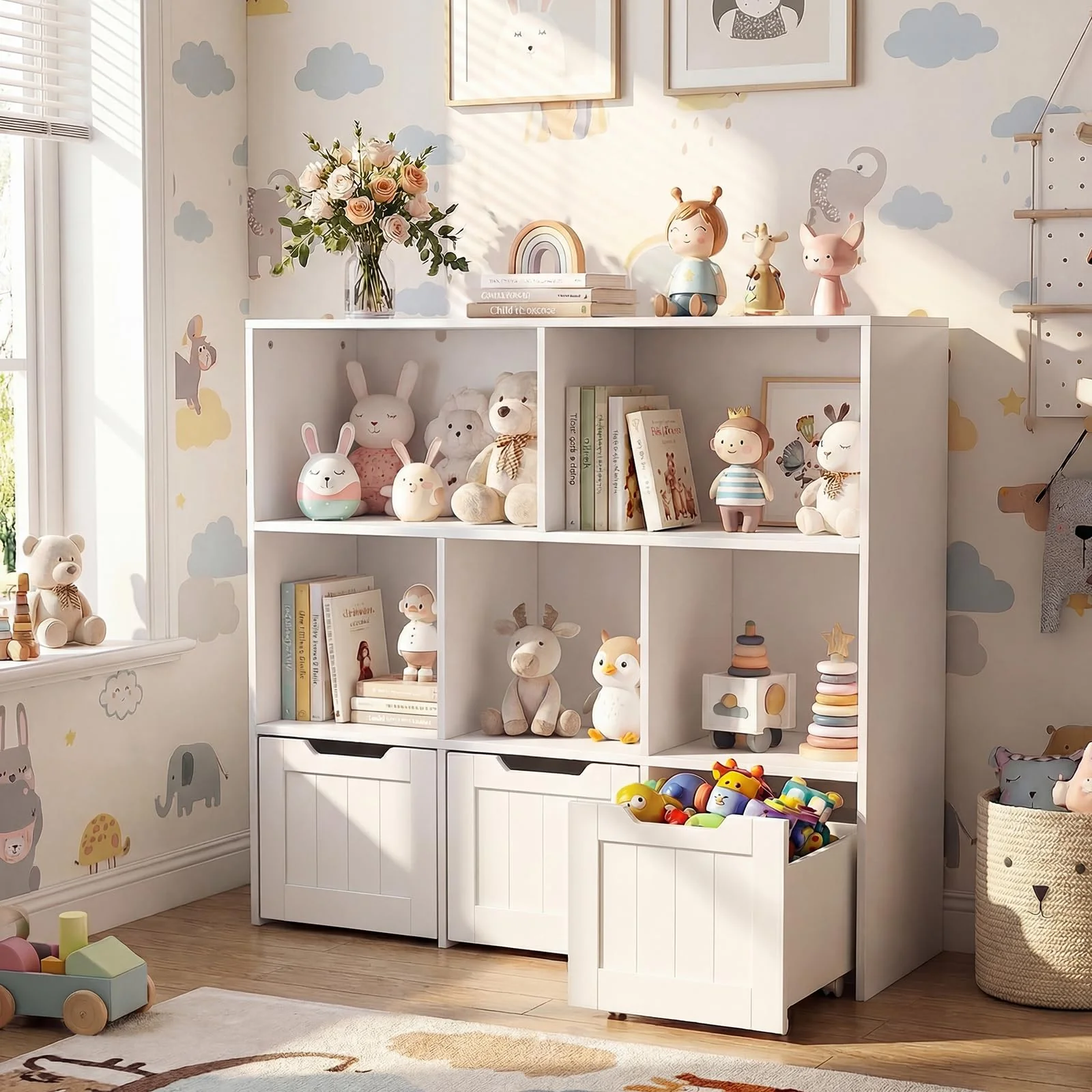 HONEY JOY Kids Toy Storage Organizer, Children Bookshelf Toy Chest Box - Image 4
