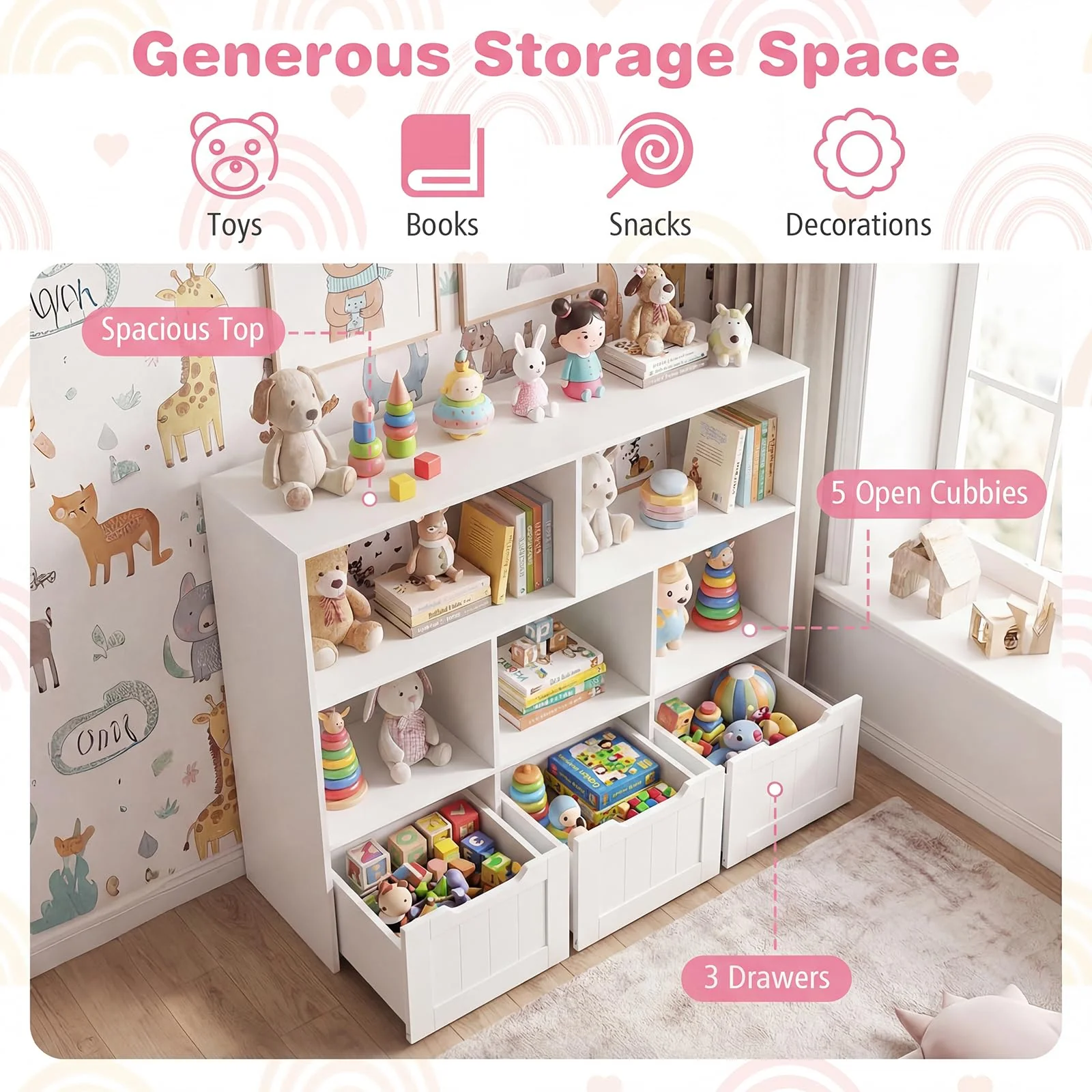 HONEY JOY Kids Toy Storage Organizer, Children Bookshelf Toy Chest Box - Image 6