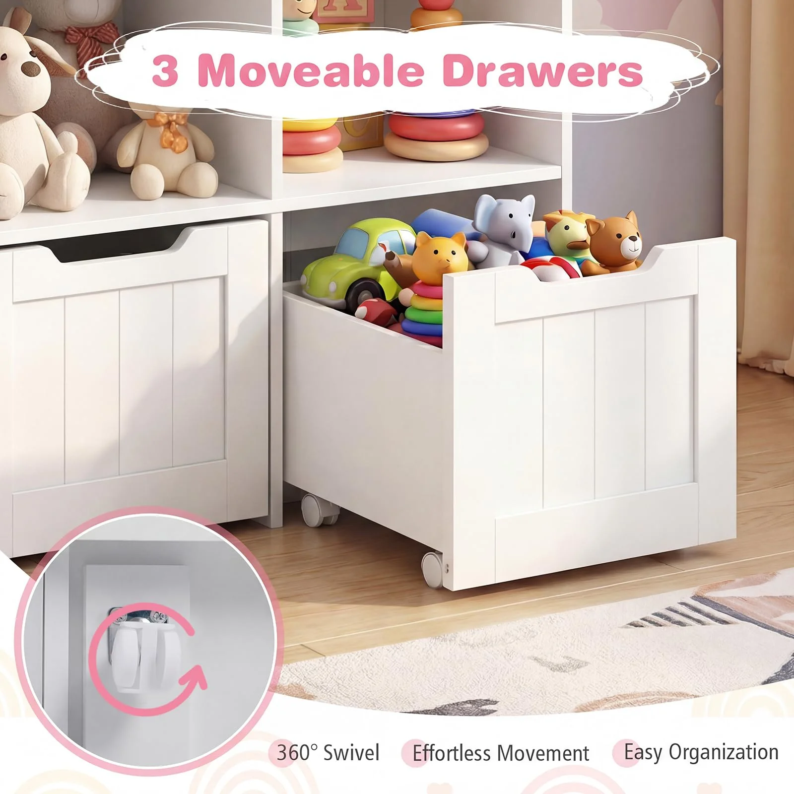 HONEY JOY Kids Toy Storage Organizer, Children Bookshelf Toy Chest Box - Image 7