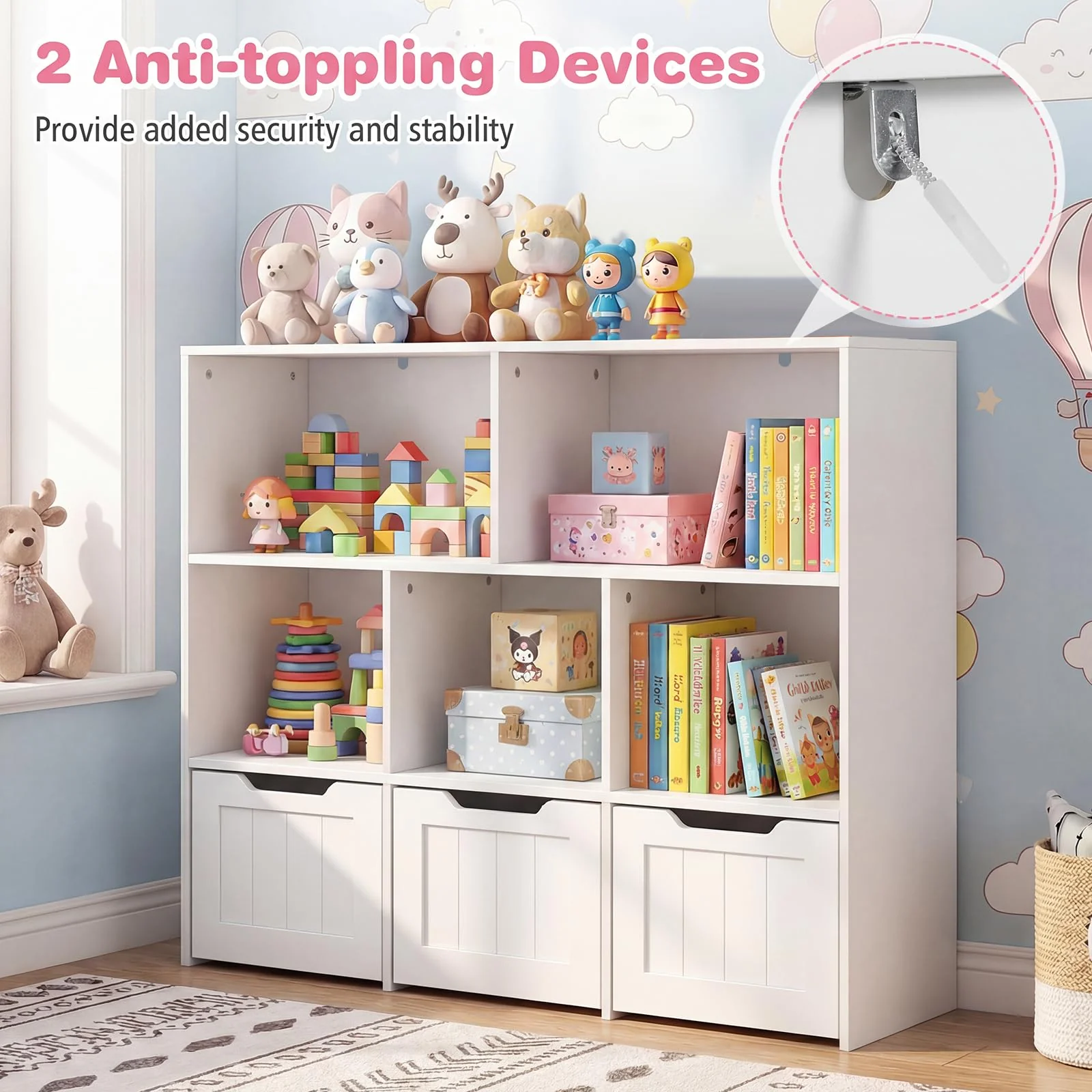 HONEY JOY Kids Toy Storage Organizer, Children Bookshelf Toy Chest Box - Image 8