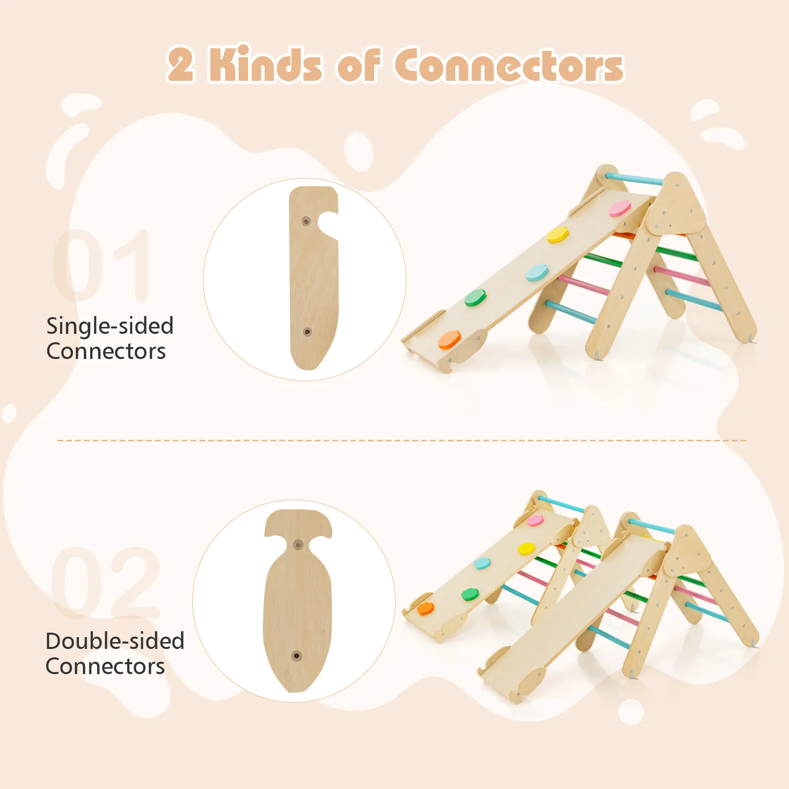 7-in-1 Triangular Set of 3, Baby Climbing Toys w/ Triangular Climber Arch Ramp Rocker - Image 12