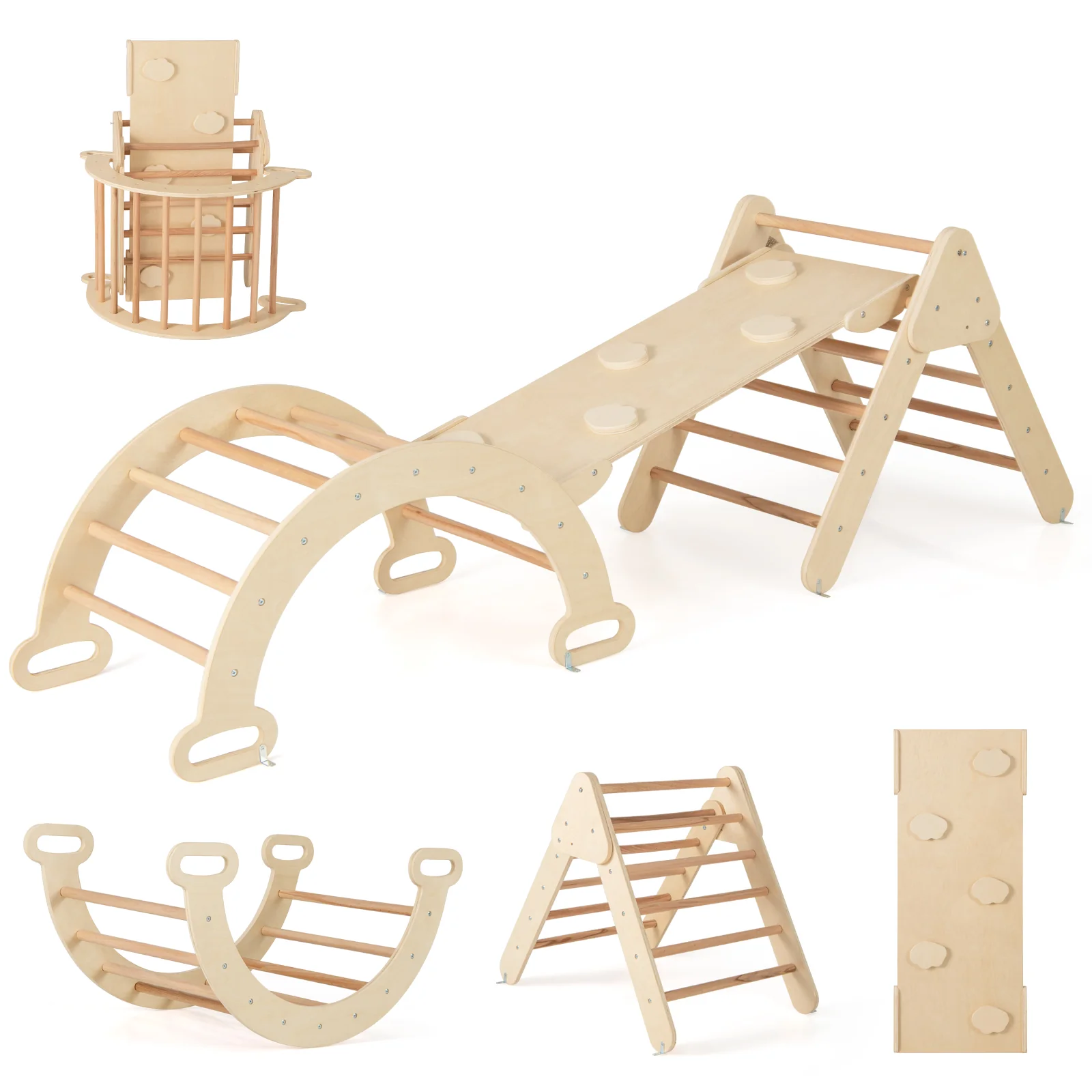 7-in-1 Triangular Set of 3, Baby Climbing Toys w/ Triangular Climber Arch Ramp Rocker - Image 13