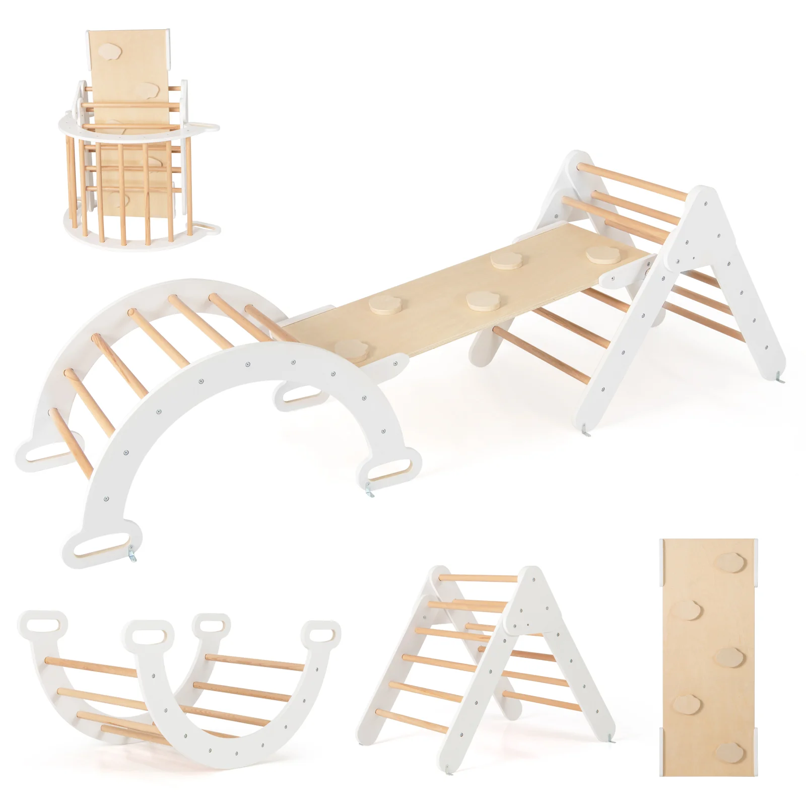 7-in-1 Triangular Set of 3, Baby Climbing Toys w/ Triangular Climber Arch Ramp Rocker - Image 14