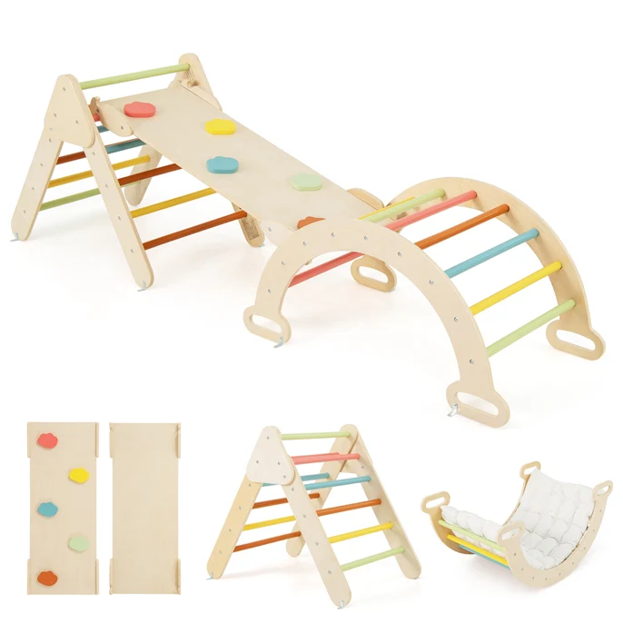7-in-1 Triangular Set of 3, Baby Climbing Toys w/ Triangular Climber Arch Ramp Rocker - Image 15