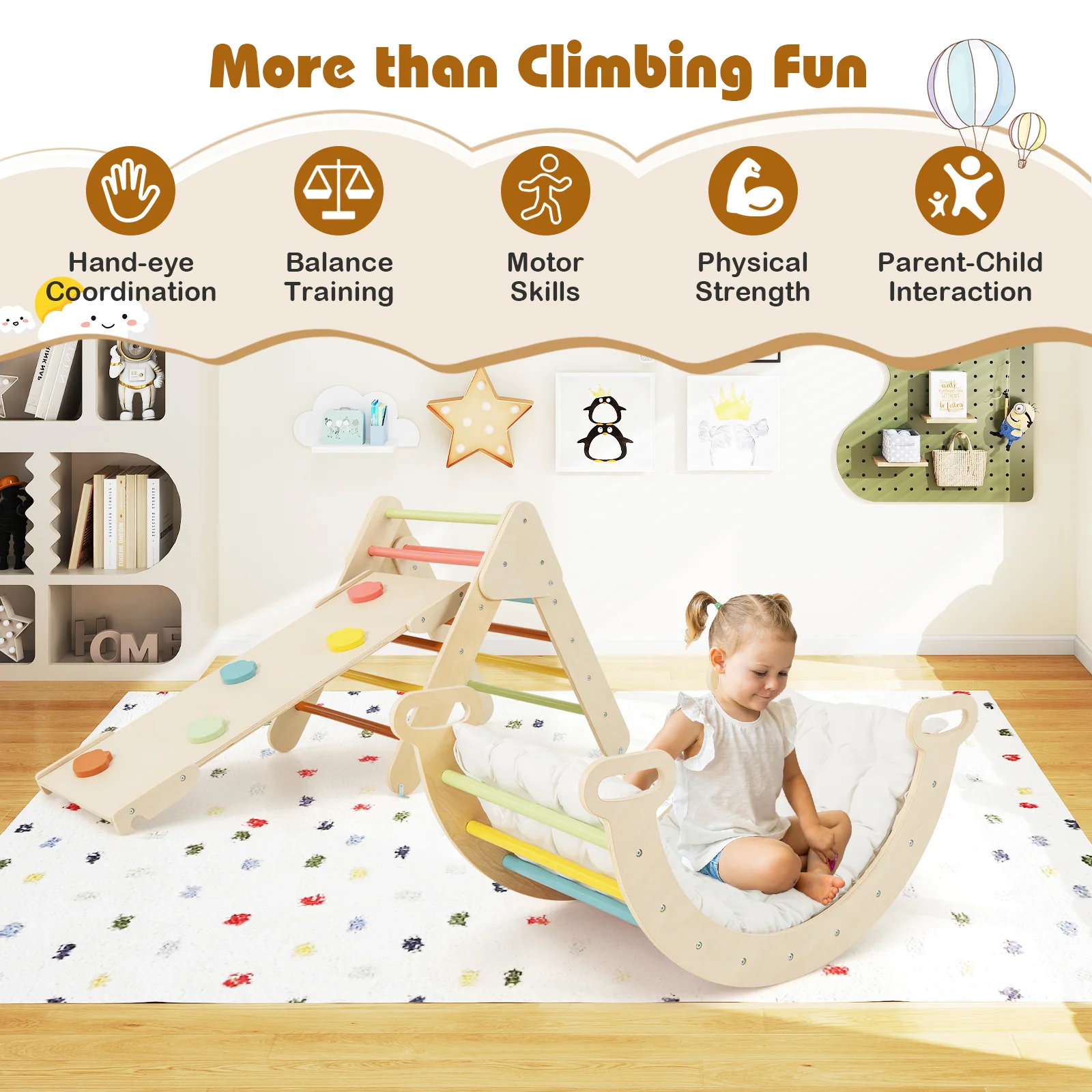 7-in-1 Triangular Set of 3, Baby Climbing Toys w/ Triangular Climber Arch Ramp Rocker - Image 20