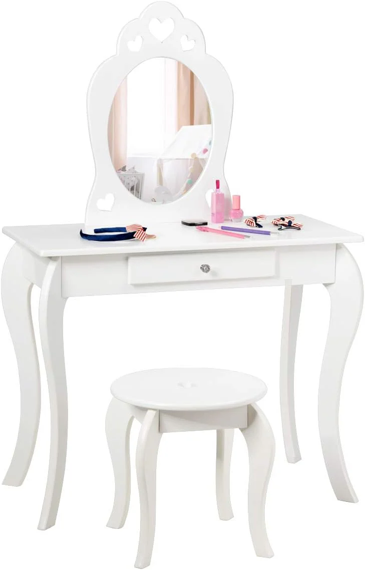 HONEY JOY Kids Vanity Set, Dressing Table for Children with Mirror and Stool, Princess Makeup Table - Image 17