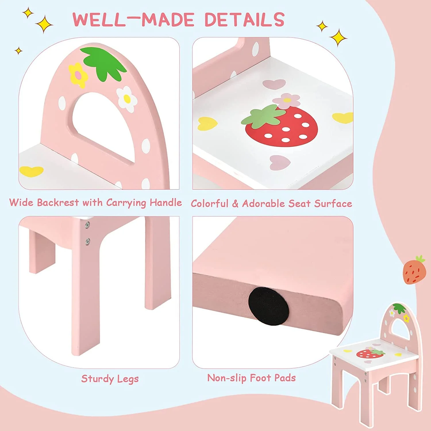 HONEY JOY Kids Vanity Table & Chair Set, Toddler Vanity w/Detachable Top, 2 in 1 Princess Makeup Dressing Table - Image 5
