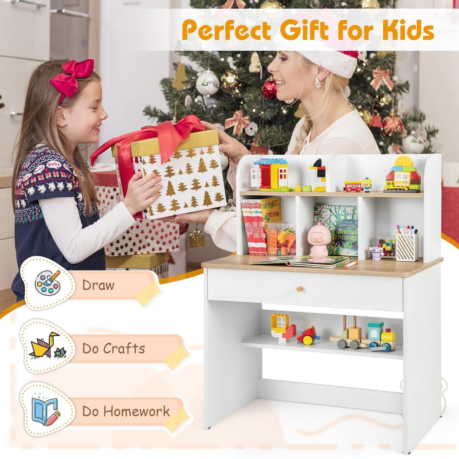 HONEY JOY Kids Wooden Study Desk - Image 7