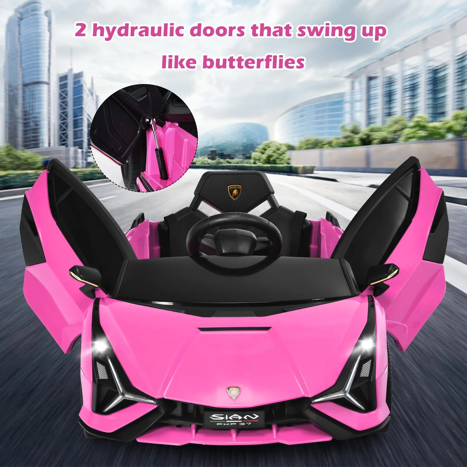 HONEY JOY Lamborghini Licensed Kids Ride On Car, Children Electric Ride-on Vehicle with Parent Remote Contro - Image 5