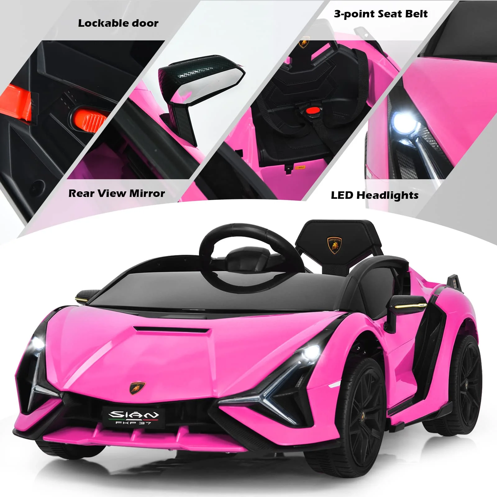 HONEY JOY Lamborghini Licensed Kids Ride On Car, Children Electric Ride-on Vehicle with Parent Remote Contro - Image 9