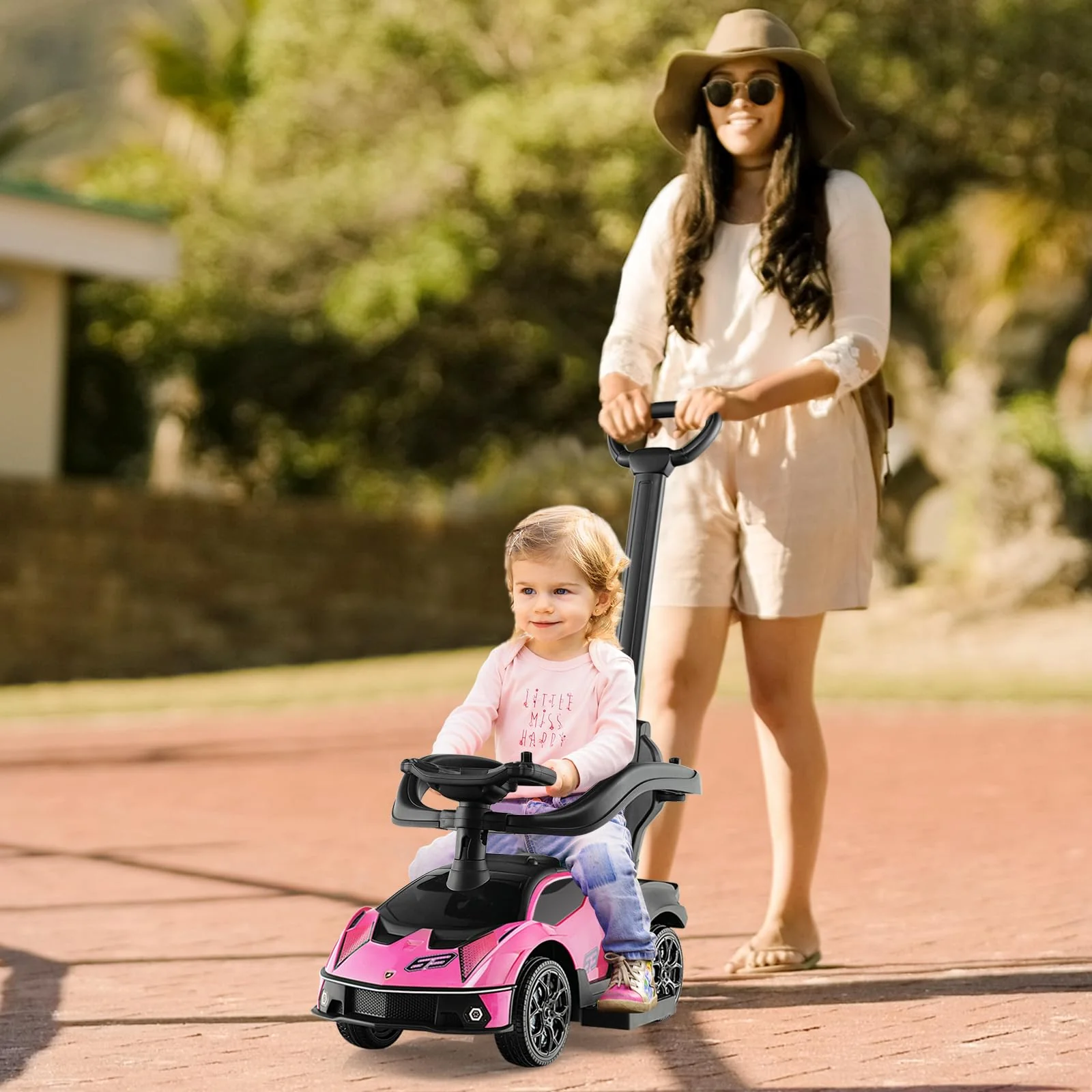 HONEY JOY Lamborghini Licensed Push Cars for Toddlers 1-3, 3 in 1 Stroller Sliding Walking Car w/Handle - Image 13