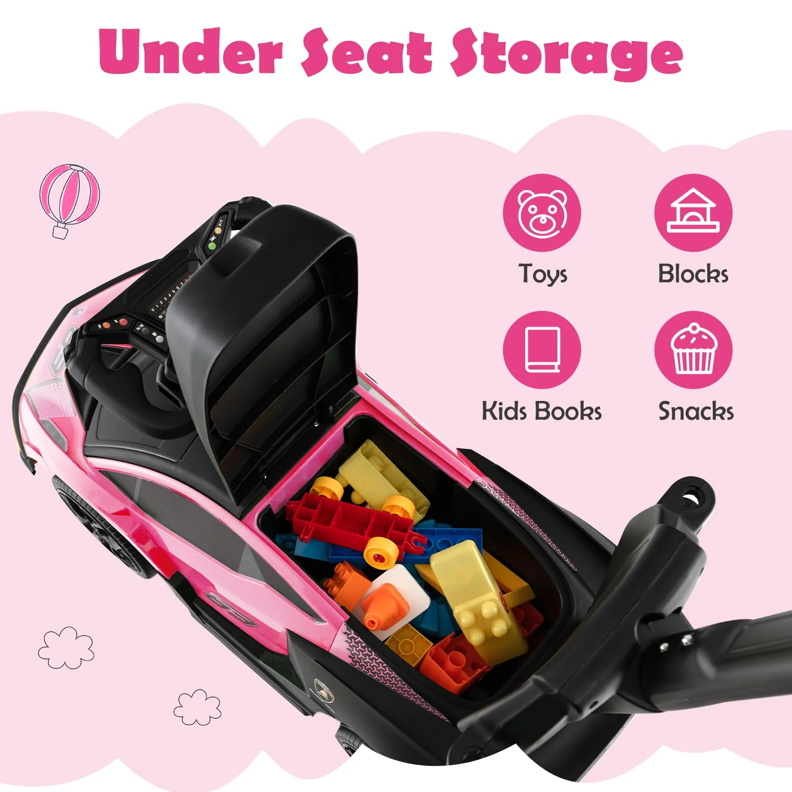 HONEY JOY Lamborghini Licensed Push Cars for Toddlers 1-3, 3 in 1 Stroller Sliding Walking Car w/Handle - Image 15