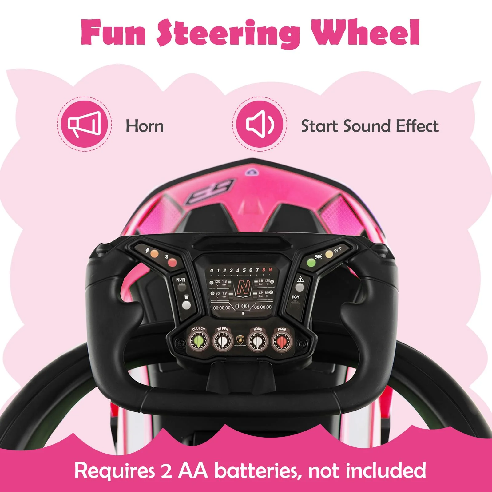 HONEY JOY Lamborghini Licensed Push Cars for Toddlers 1-3, 3 in 1 Stroller Sliding Walking Car w/Handle - Image 17
