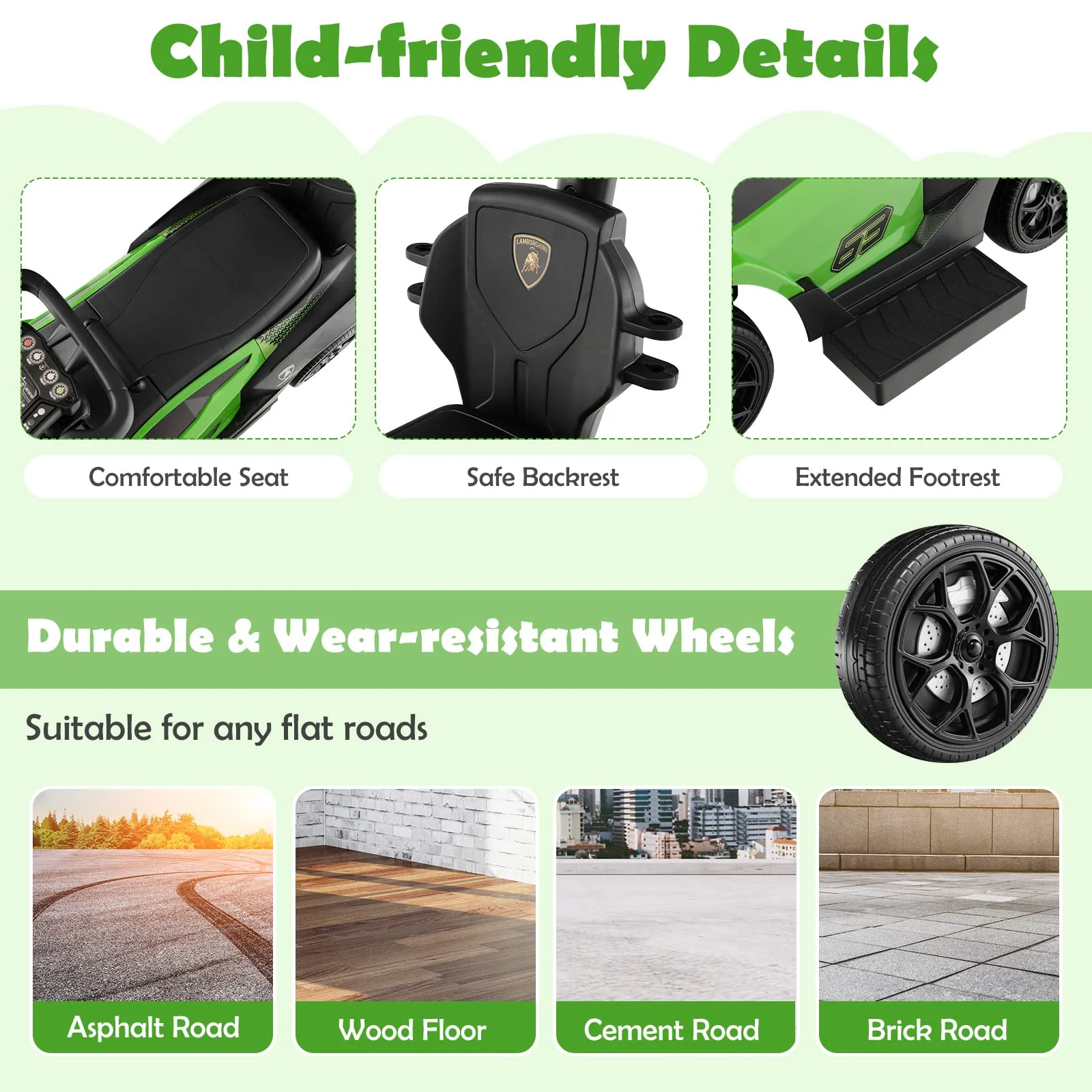 HONEY JOY Lamborghini Licensed Push Cars for Toddlers 1-3, 3 in 1 Stroller Sliding Walking Car w/Handle - Image 3