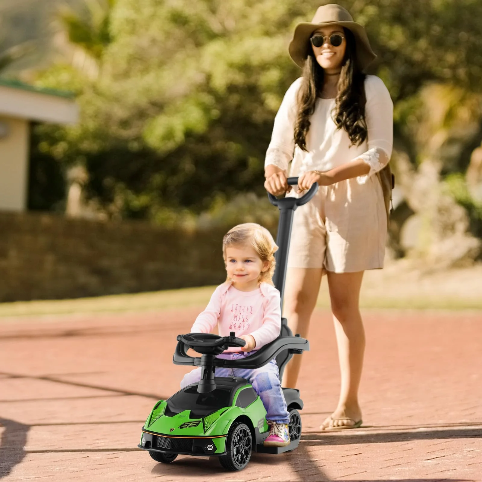 HONEY JOY Lamborghini Licensed Push Cars for Toddlers 1-3, 3 in 1 Stroller Sliding Walking Car w/Handle - Image 7
