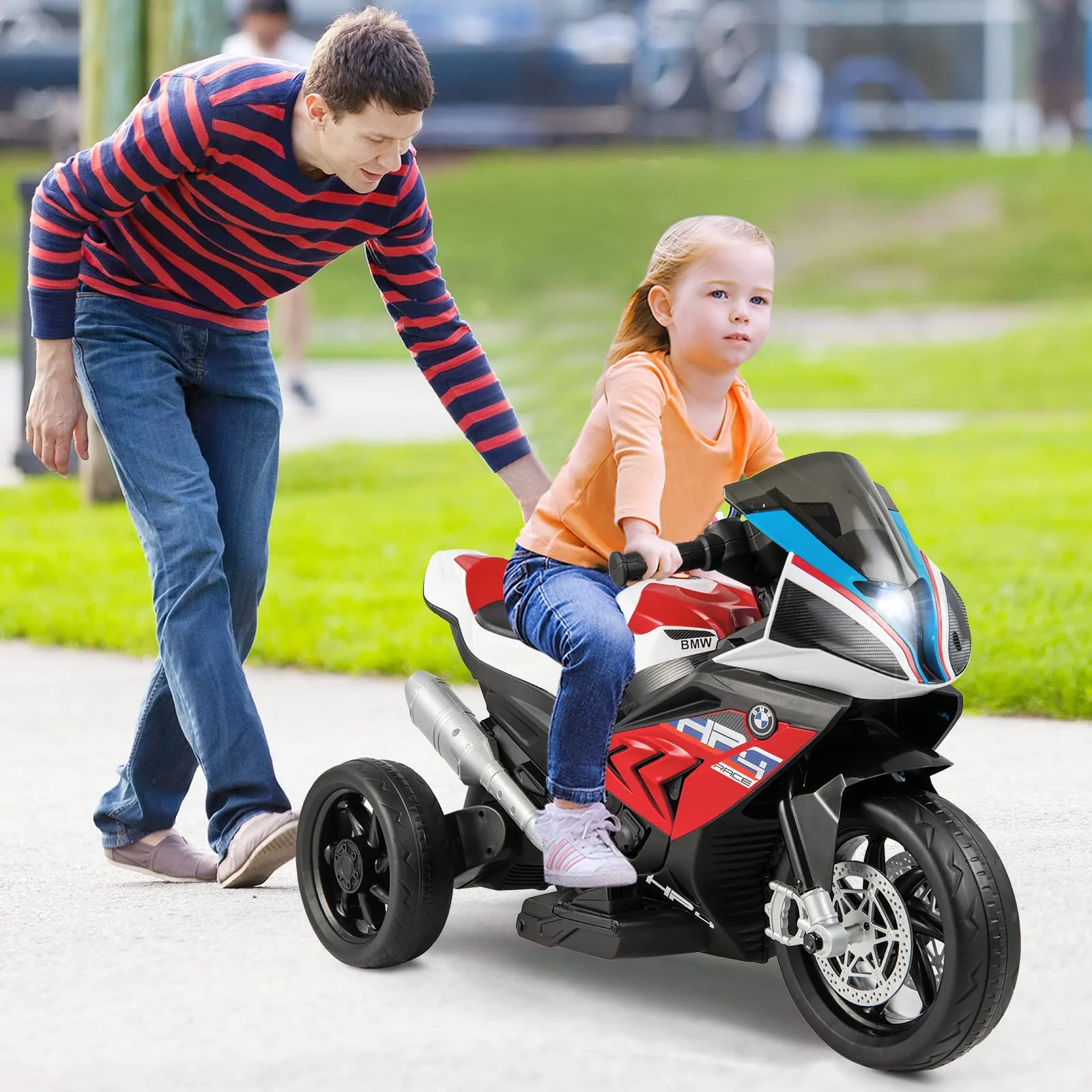 HONEY JOY Licensed BMW 12V Kids Ride on Motorcycle Electric Ride on Toy 3 Wheels - Image 2