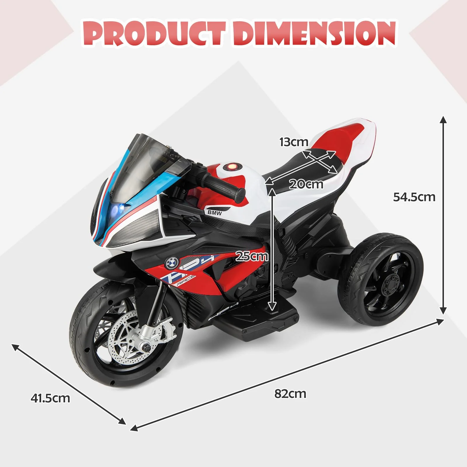 HONEY JOY Licensed BMW 12V Kids Ride on Motorcycle Electric Ride on Toy 3 Wheels - Image 9