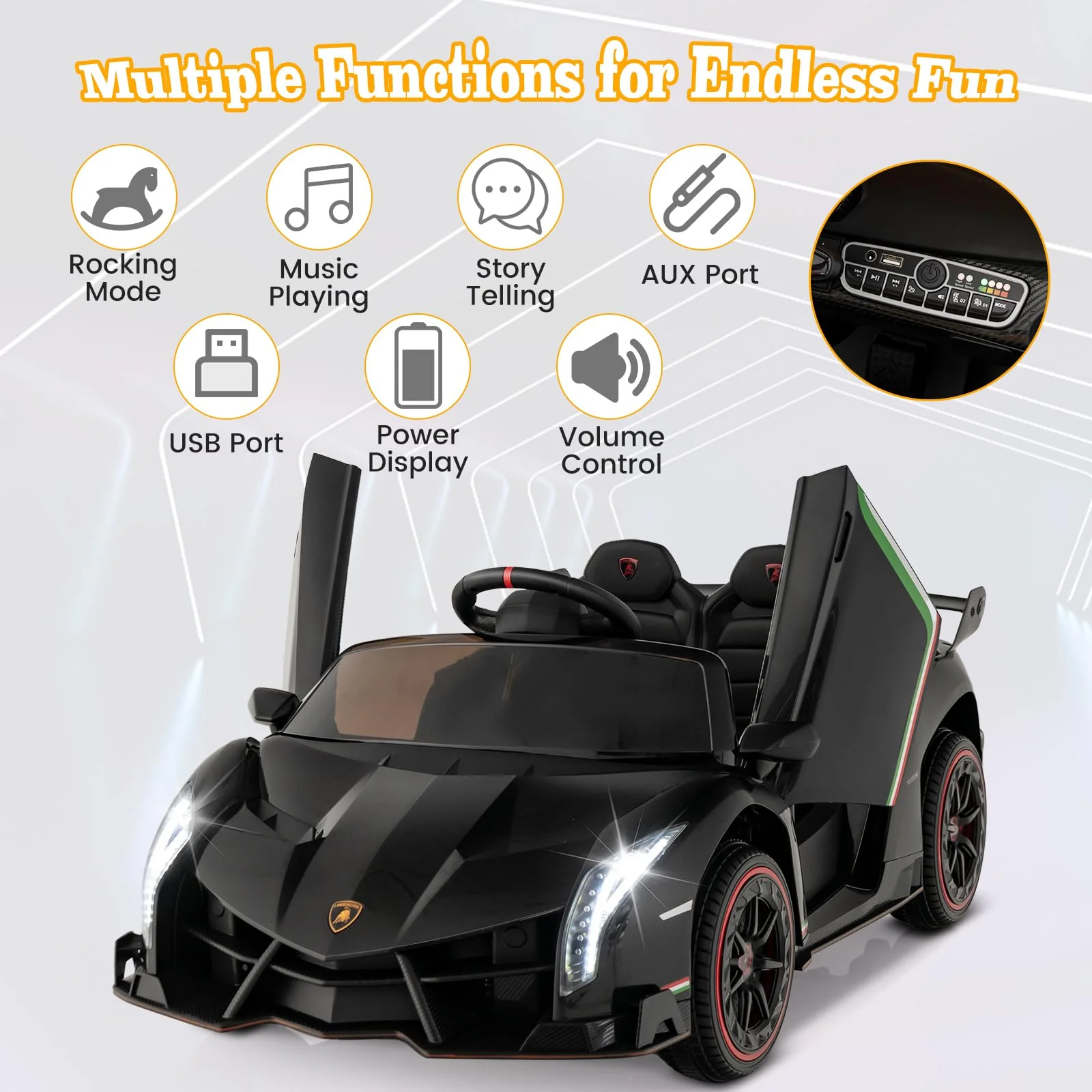HONEY JOY Licensed Lamborghini Kid Ride-on Sports Car - Image 2