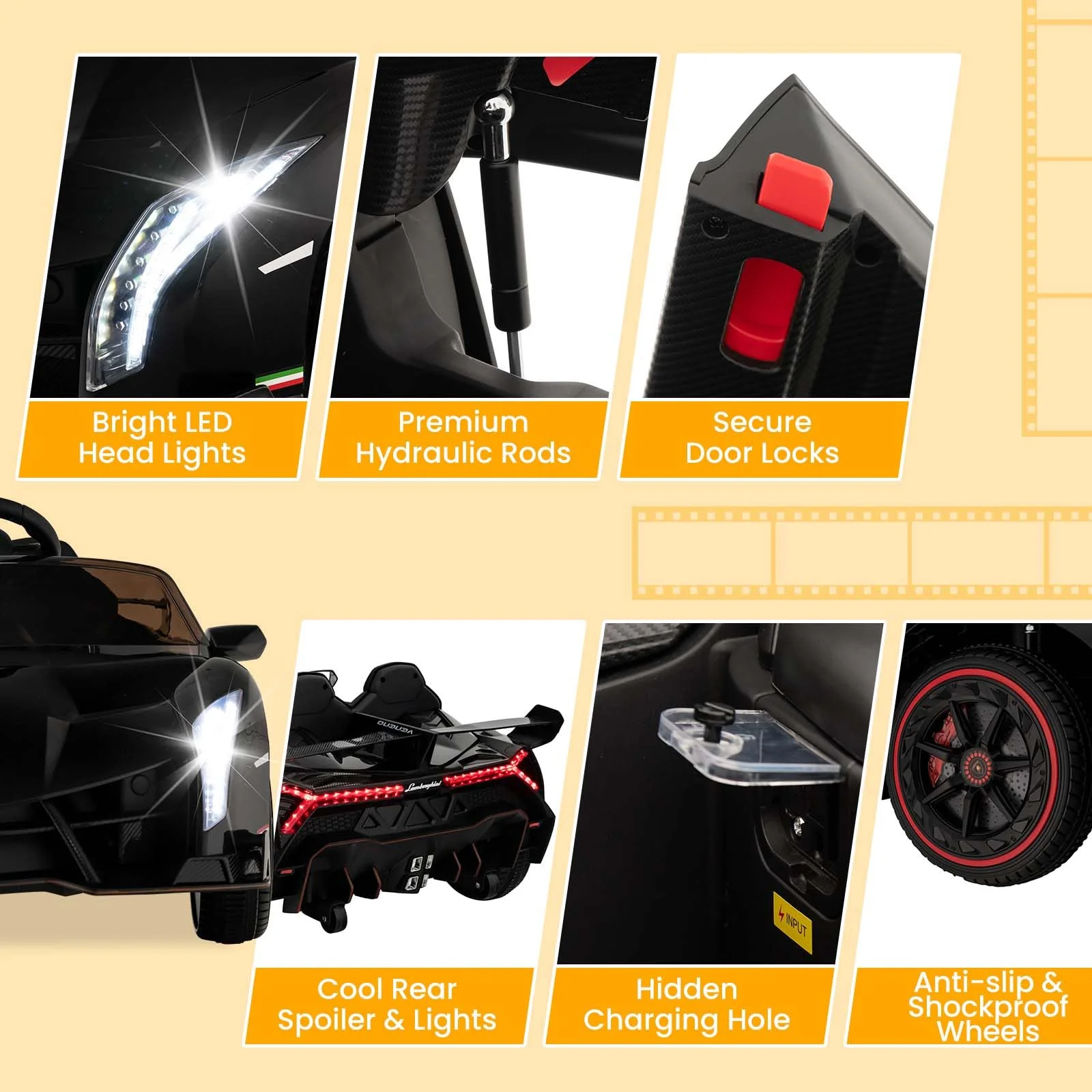 HONEY JOY Licensed Lamborghini Kid Ride-on Sports Car - Image 8