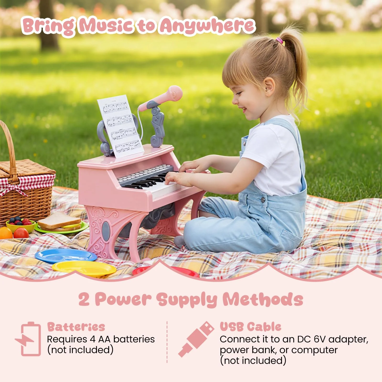 HONEY JOY Mini Keyboard Piano for Kids, 25 Keys Electric Piano - Image 6