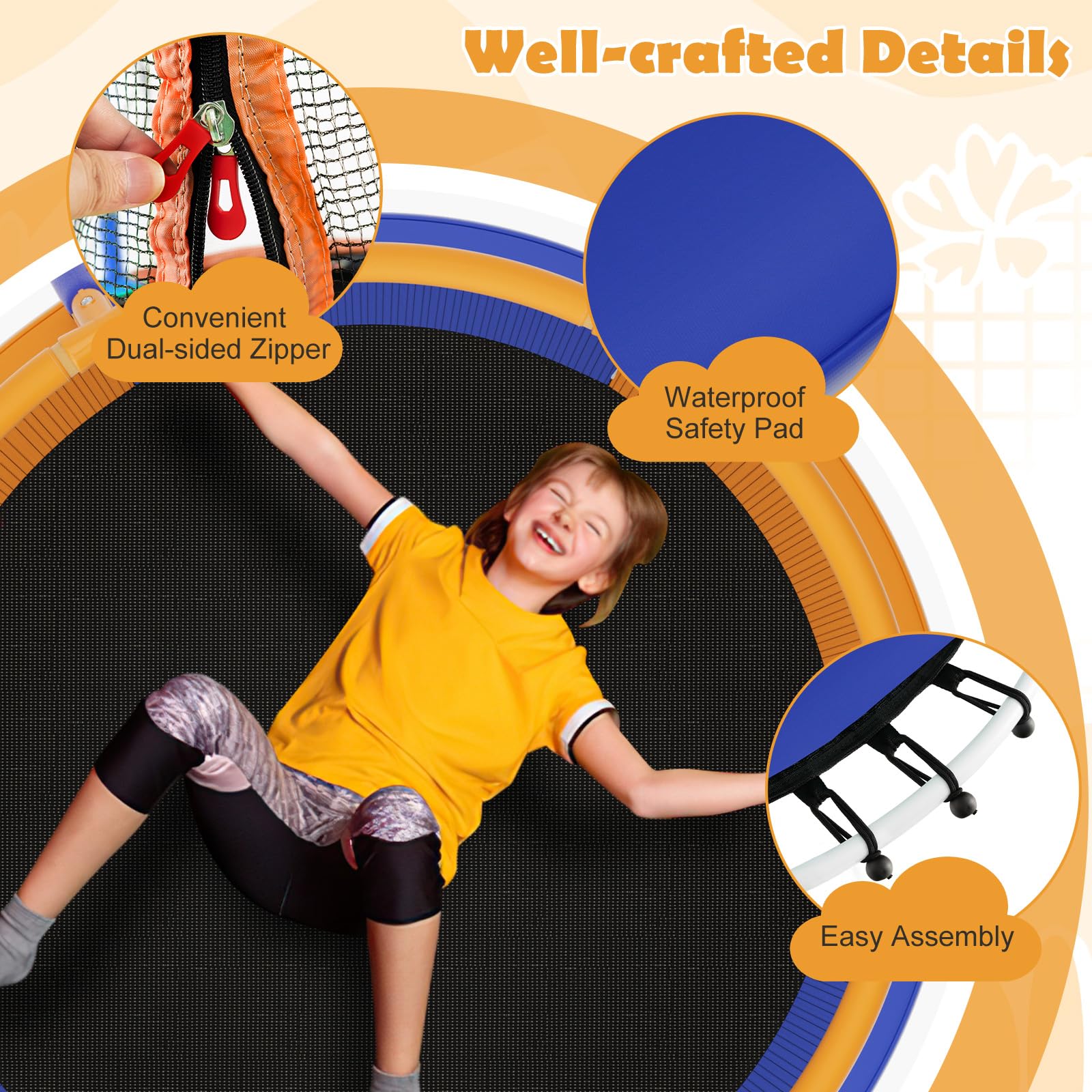 HONEY JOY Mini Trampoline with Enclosure - Image 3
